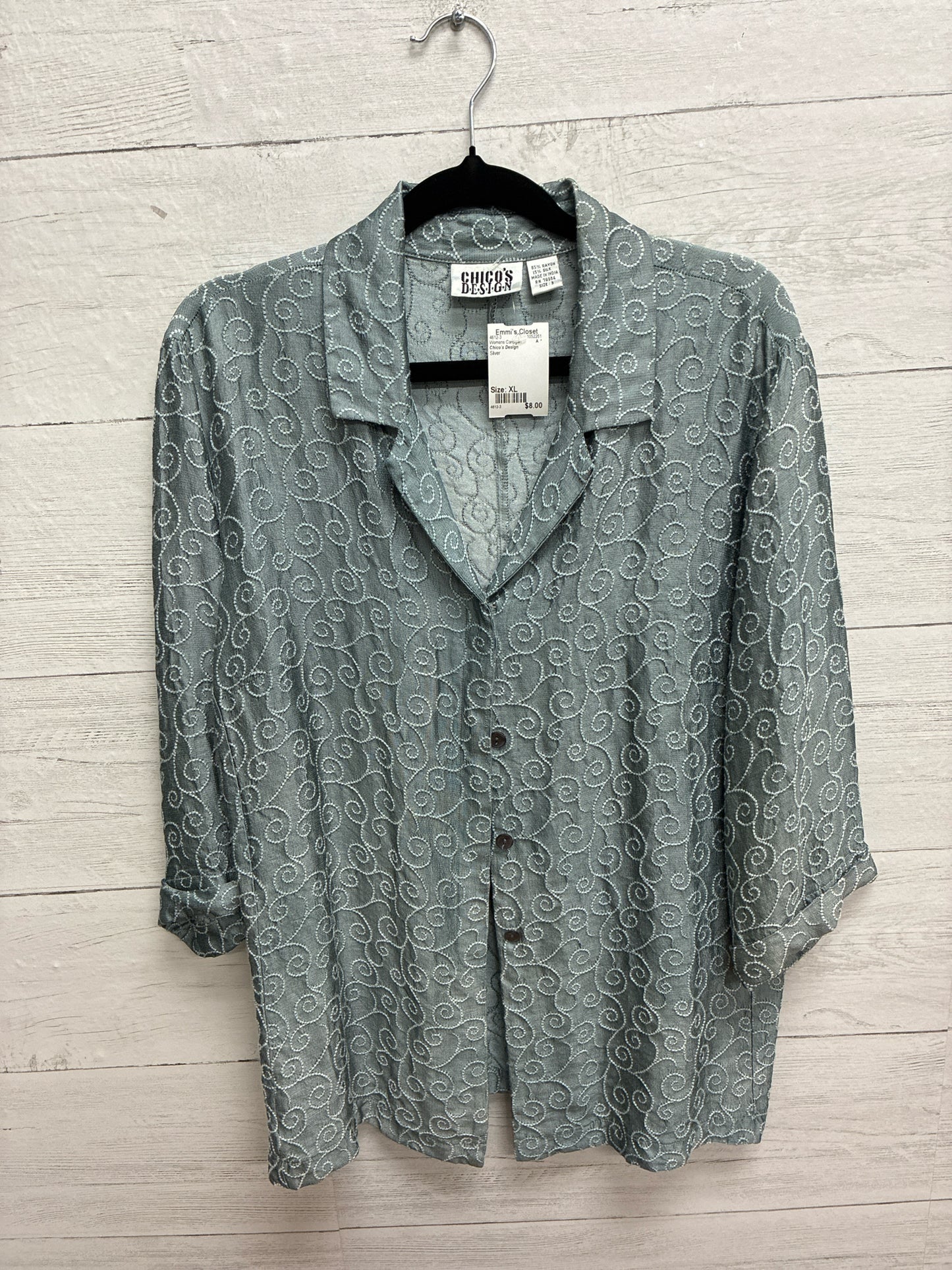 Size XL Chico's Design Silver Womens Cardigan