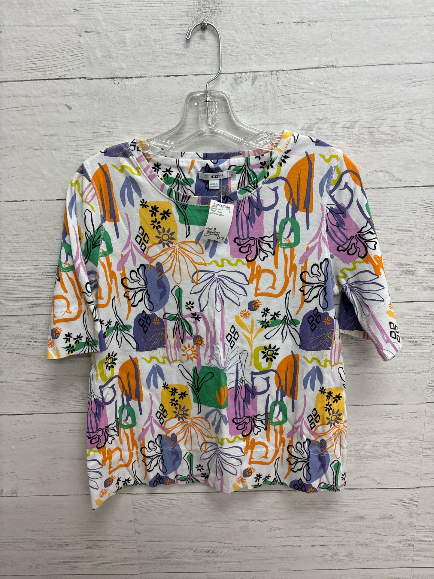 Size M Chico's Design purple/orange/whi Womens Shirt
