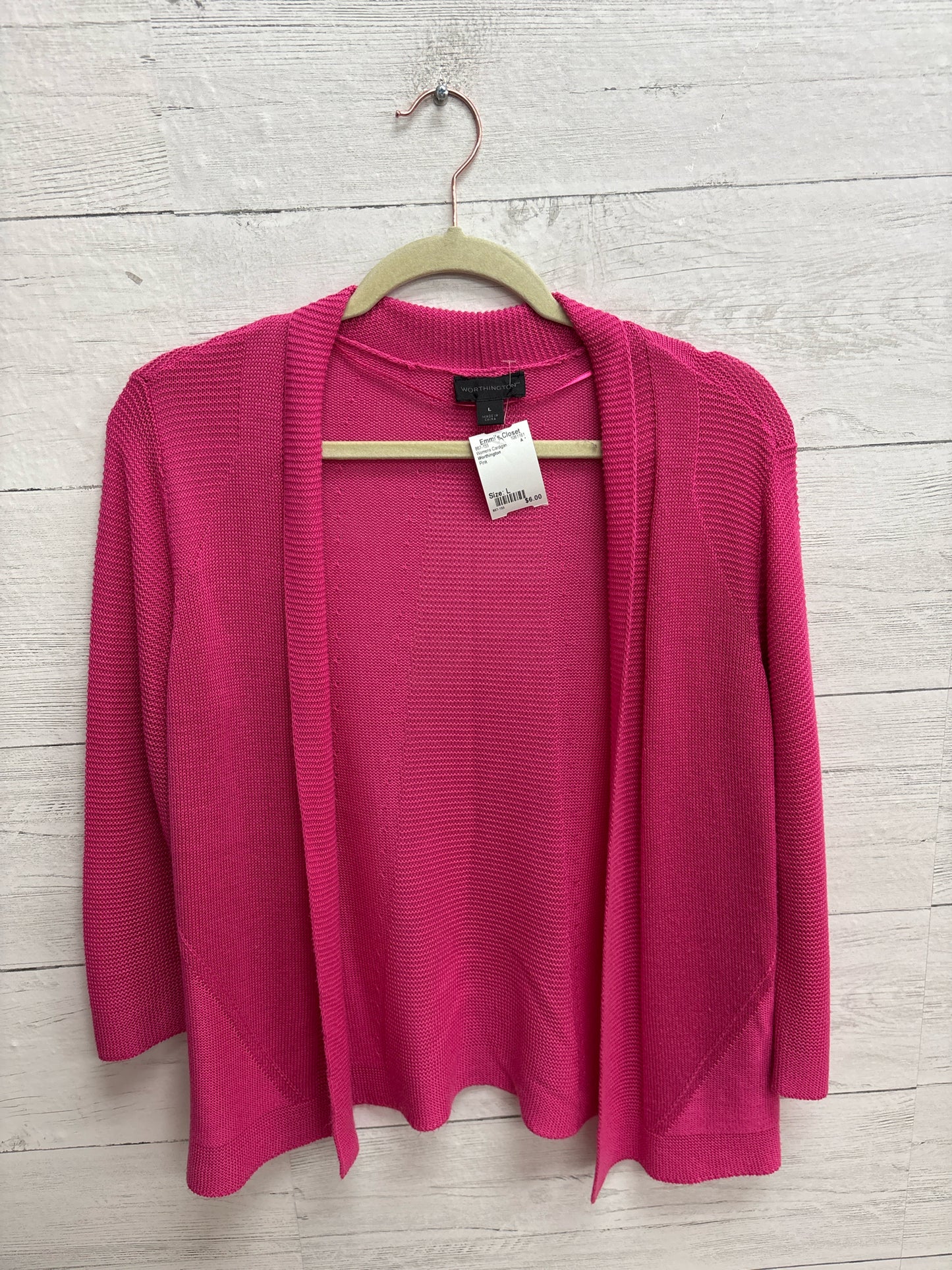 Size L Worthington Pink Womens Cardigan