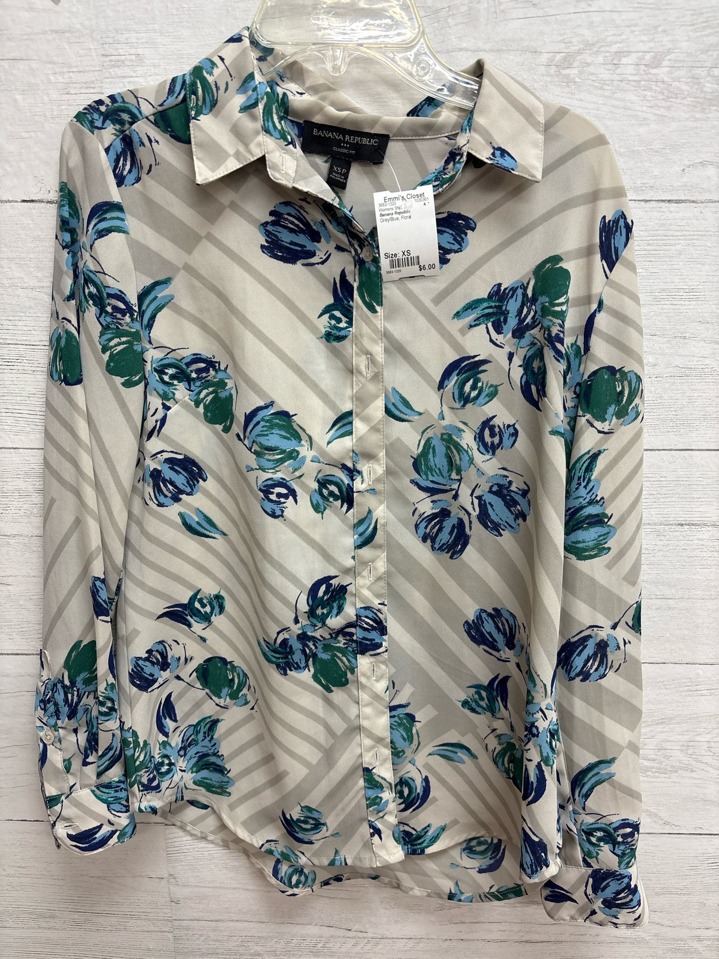 Size XS Banana Republic Grey/Blue Womens Shirt