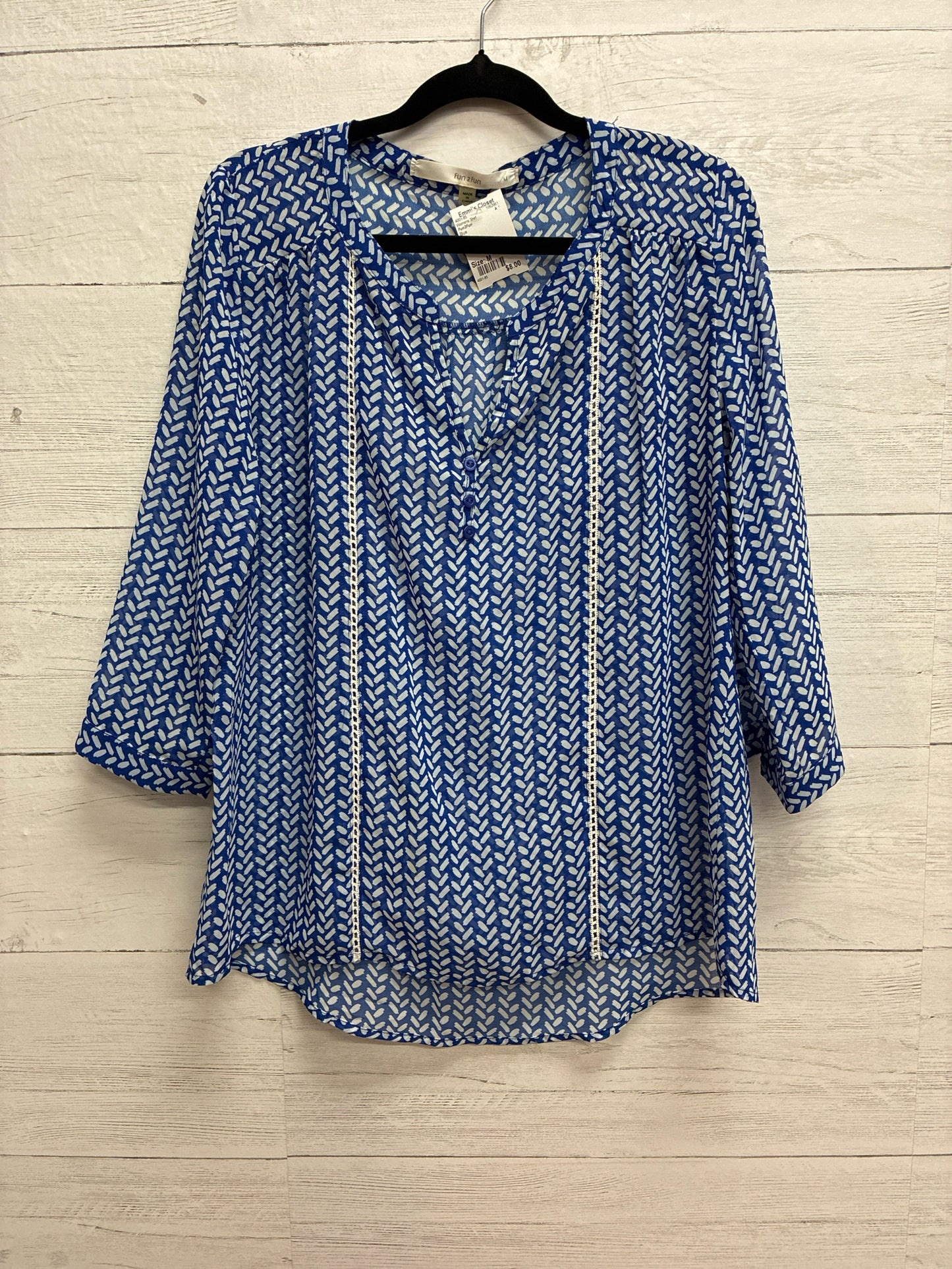 Size M Fun2Fun Blue Womens Shirt