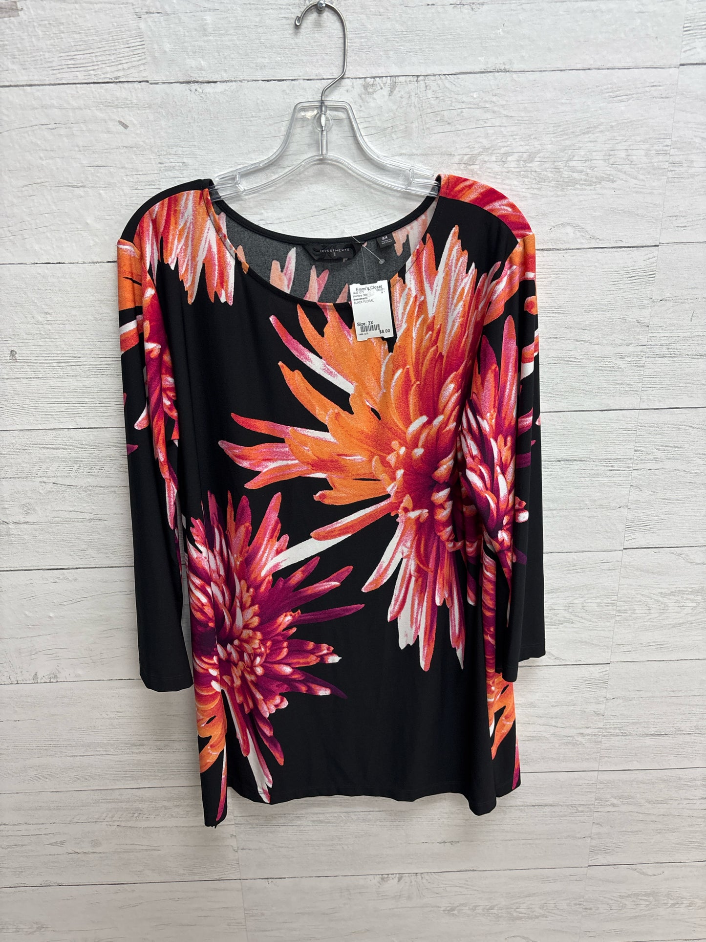Size 3X Investments BLACK FLORAL Womens Shirt