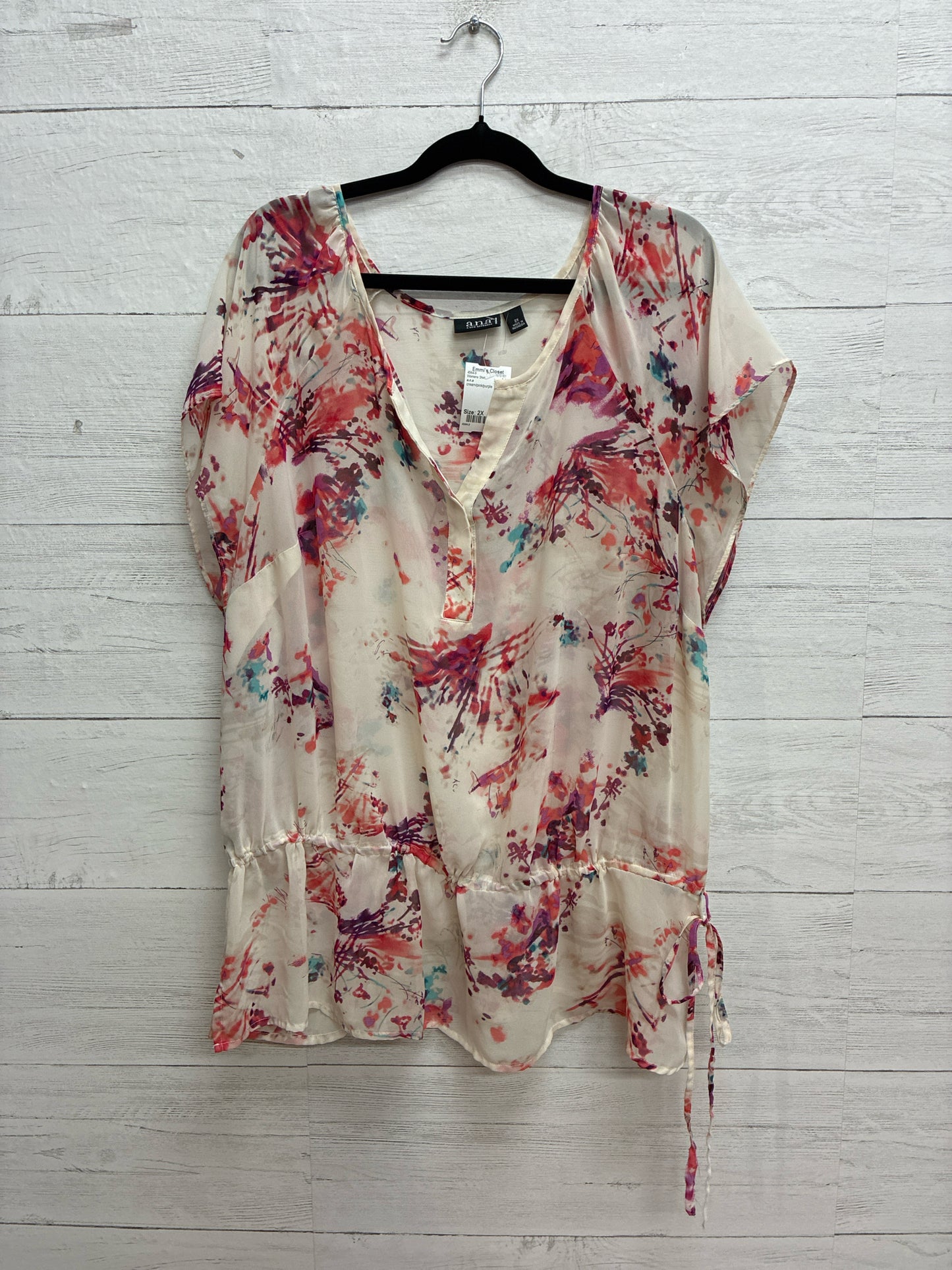 Size 2X a.n.a cream/pink/purple Womens Shirt