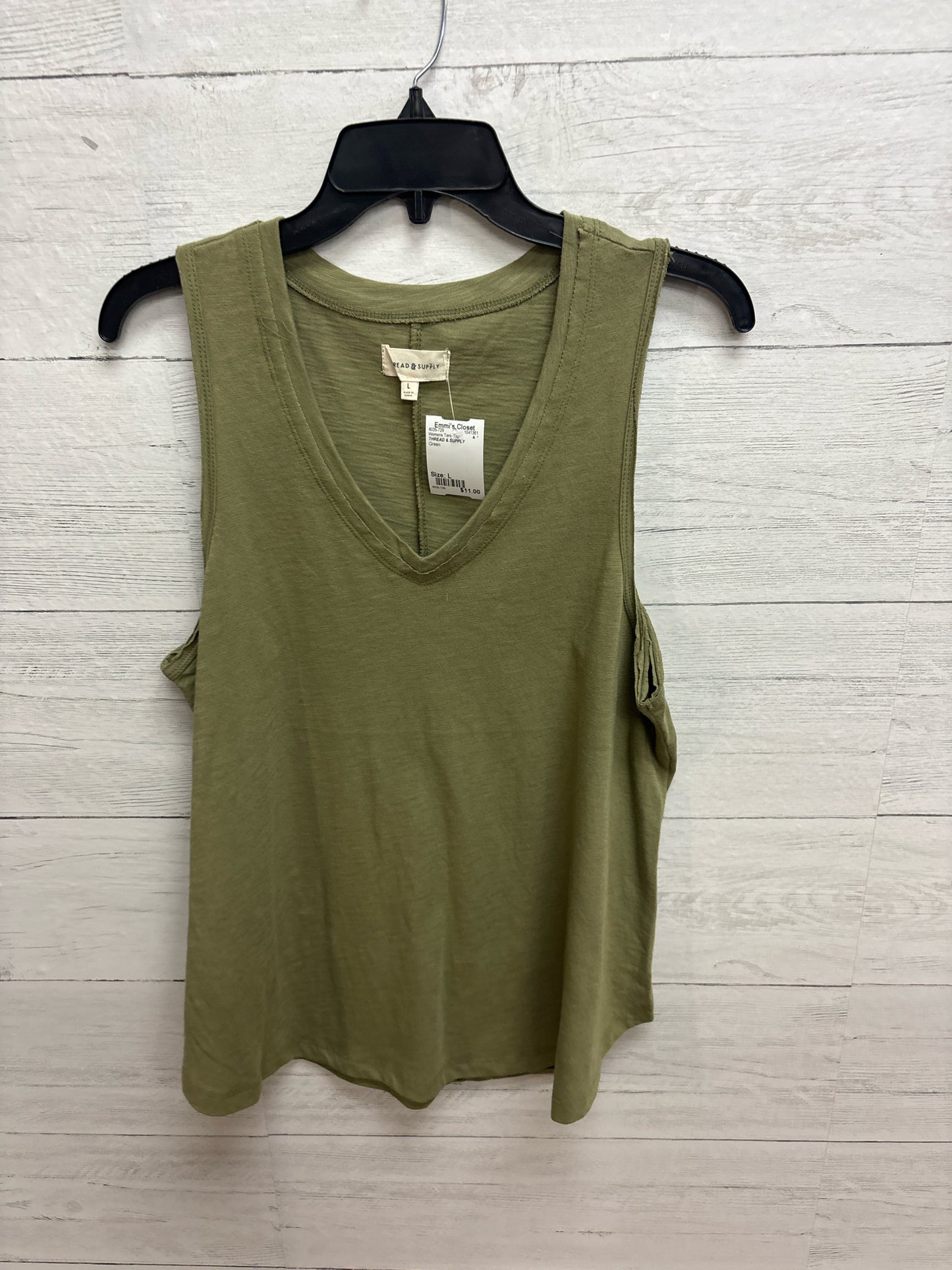 Size L THREAD & SUPPLY Green Womens Tank-Top