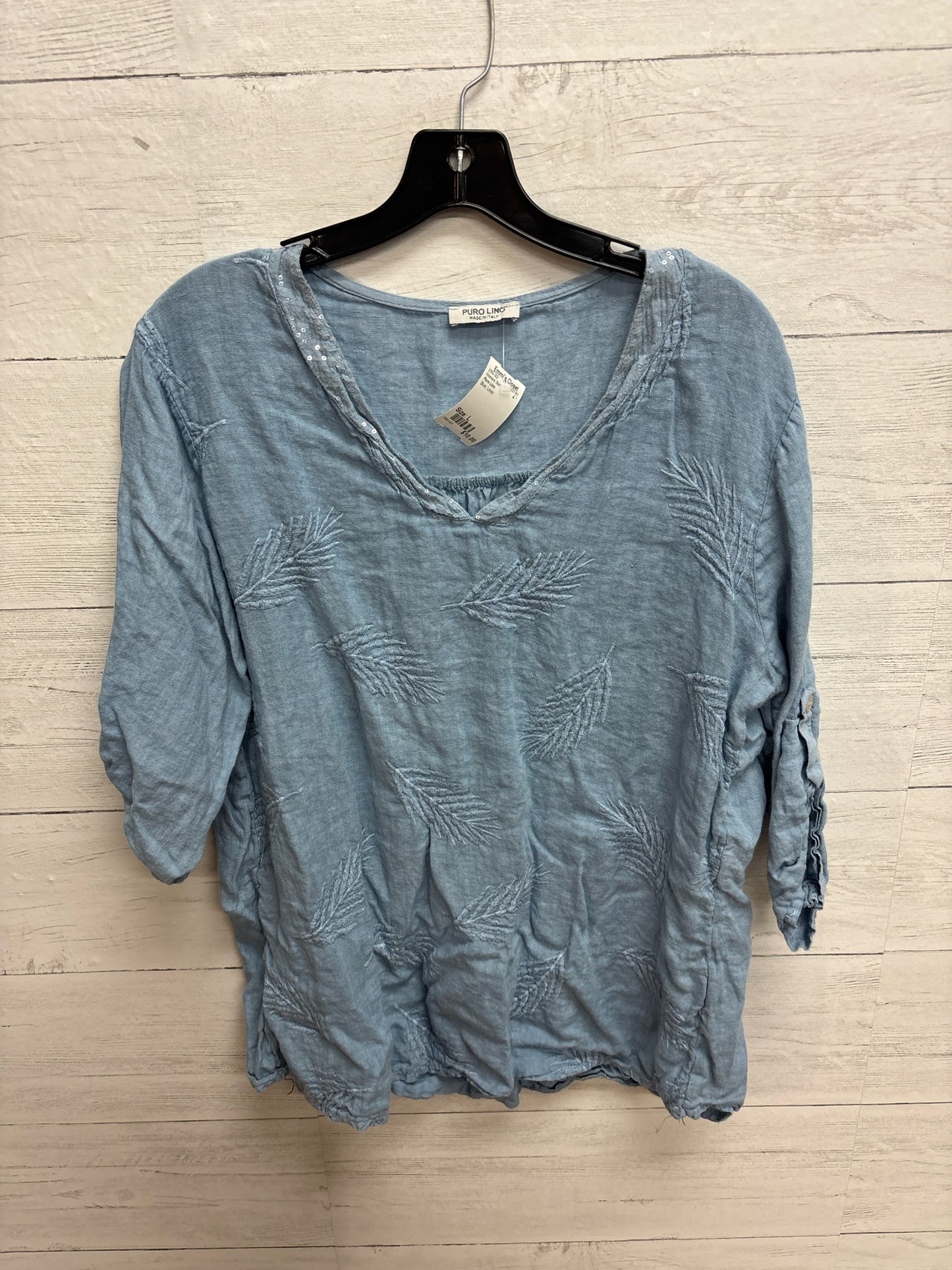 Size L Puro Lino Blue Womens Shirt