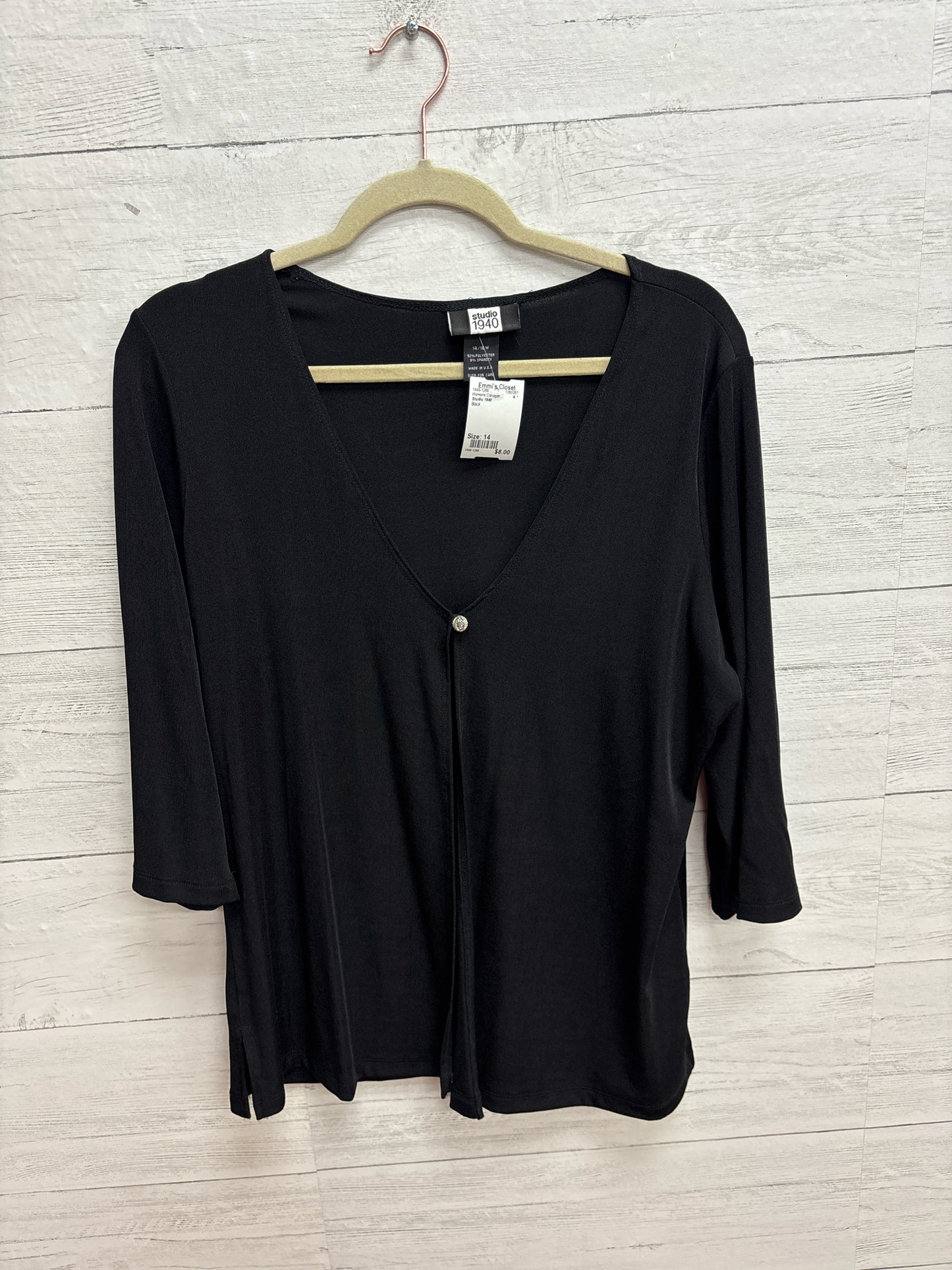 Size 14 Studio 1940 Black Womens Cardigan