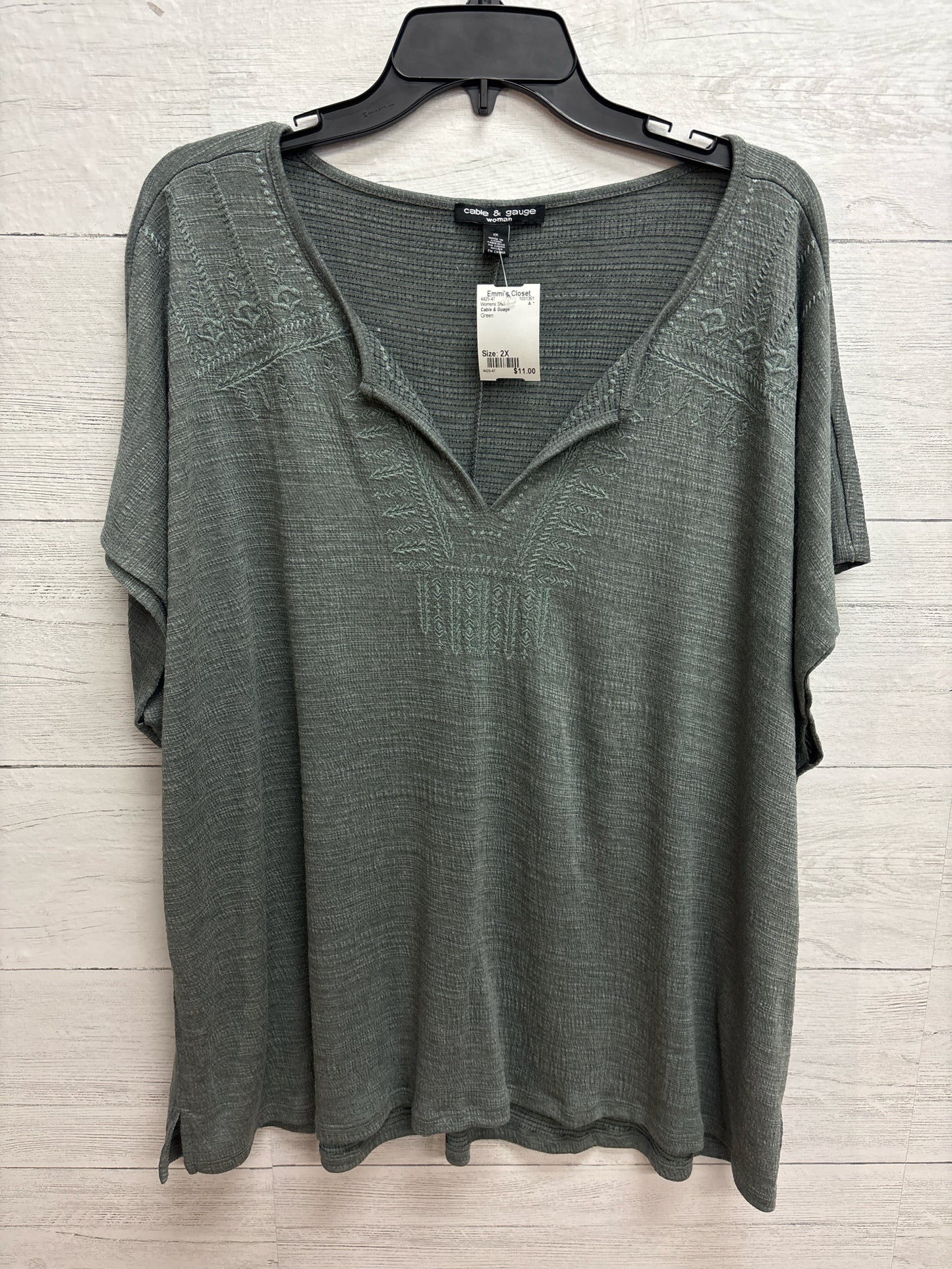 Size 2X Cable & Guage Green Womens Shirt