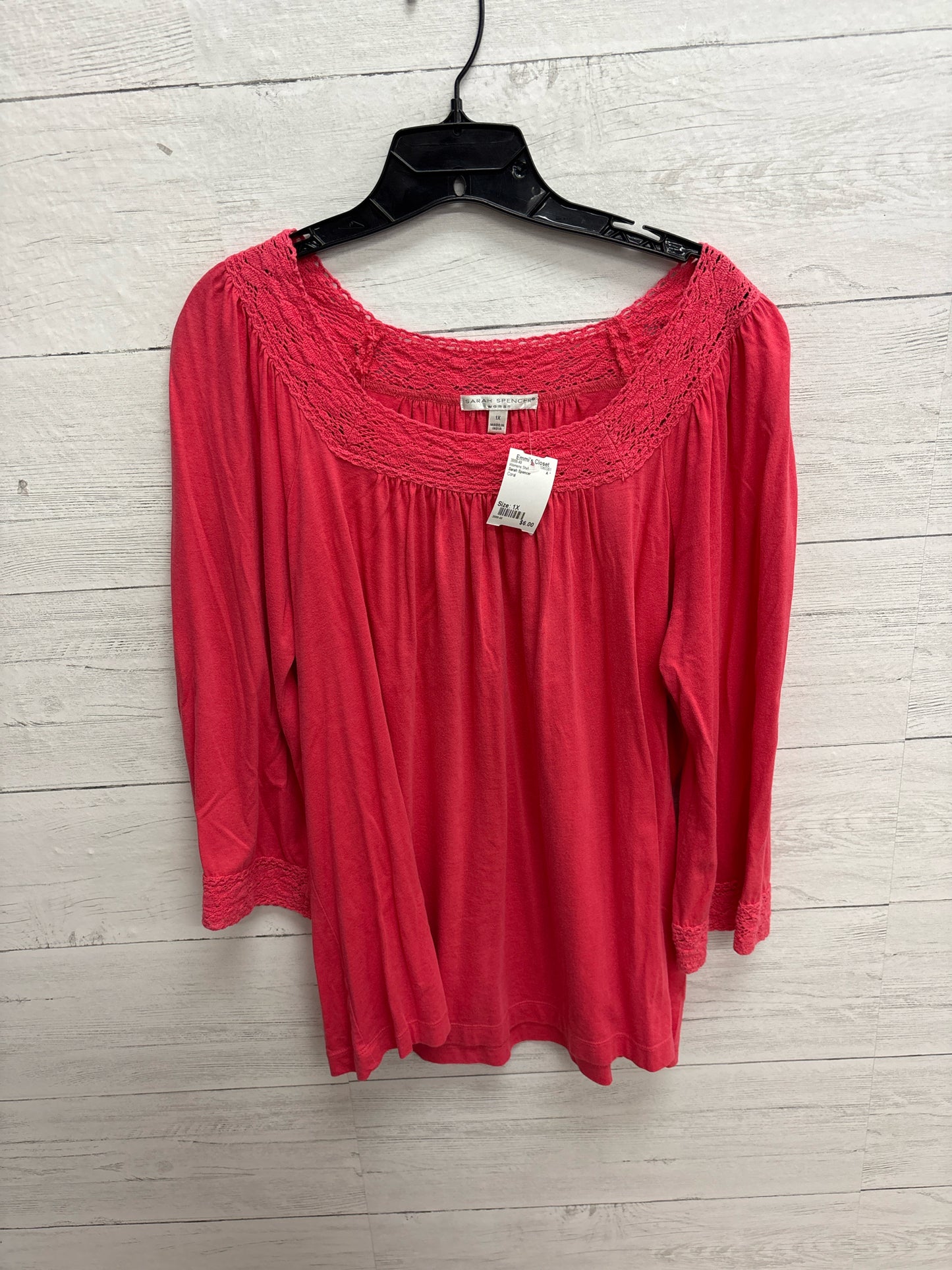 Size 1X Sarah Spencer Coral Womens Shirt