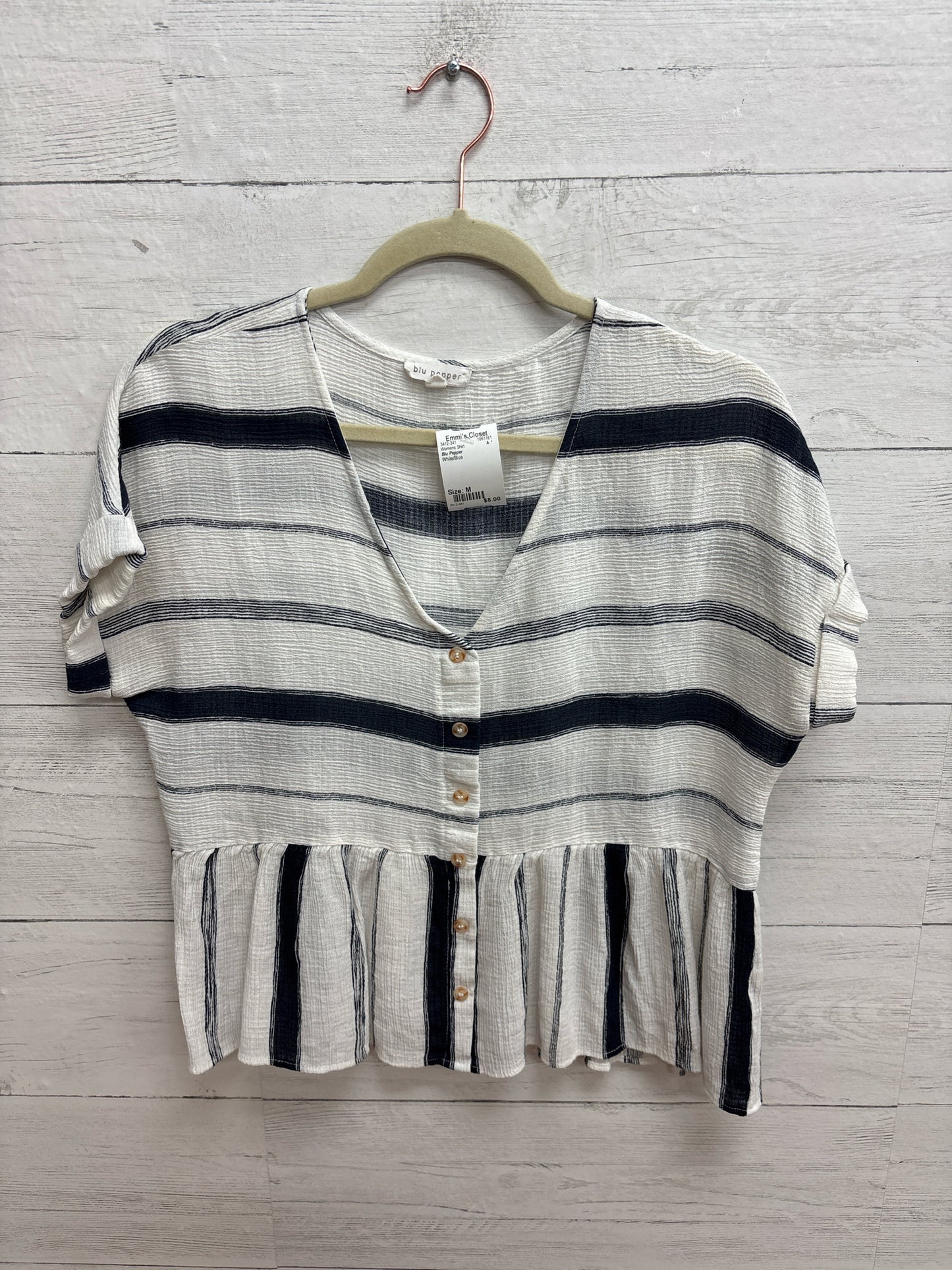 Size M Blu Pepper White/Blue Womens Shirt