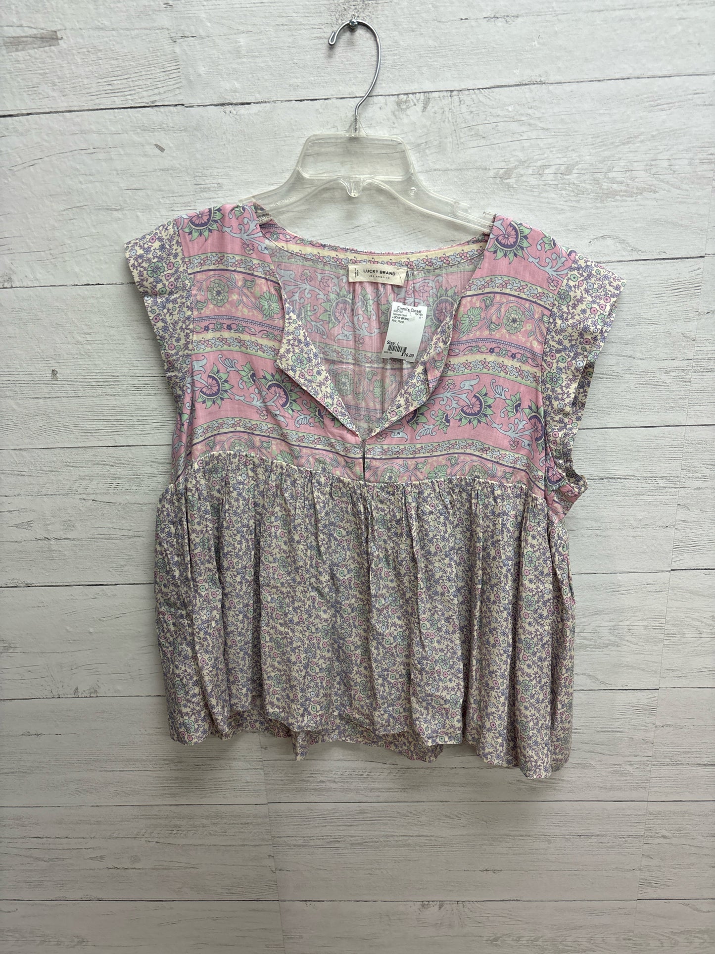 Size L LUCKY BRAND Pink Womens Shirt