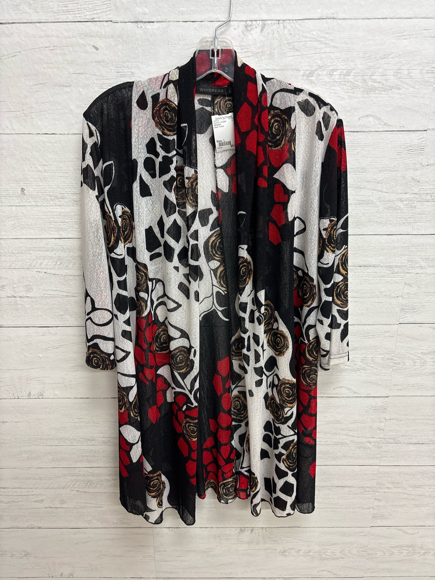 Size L Whispers Black Womens Cardigan
