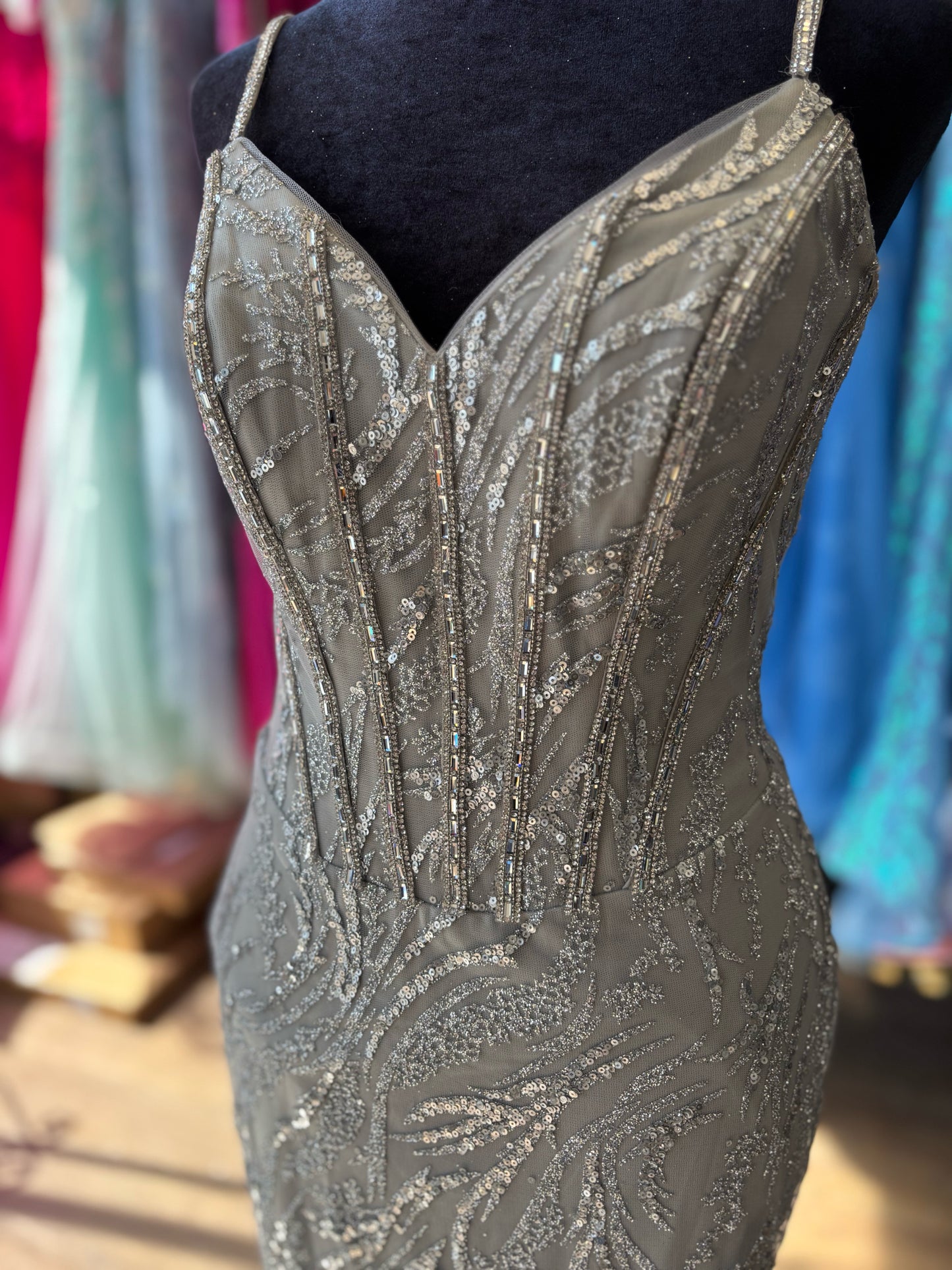 Size 8 Emmi's Elegance Silver GOWN