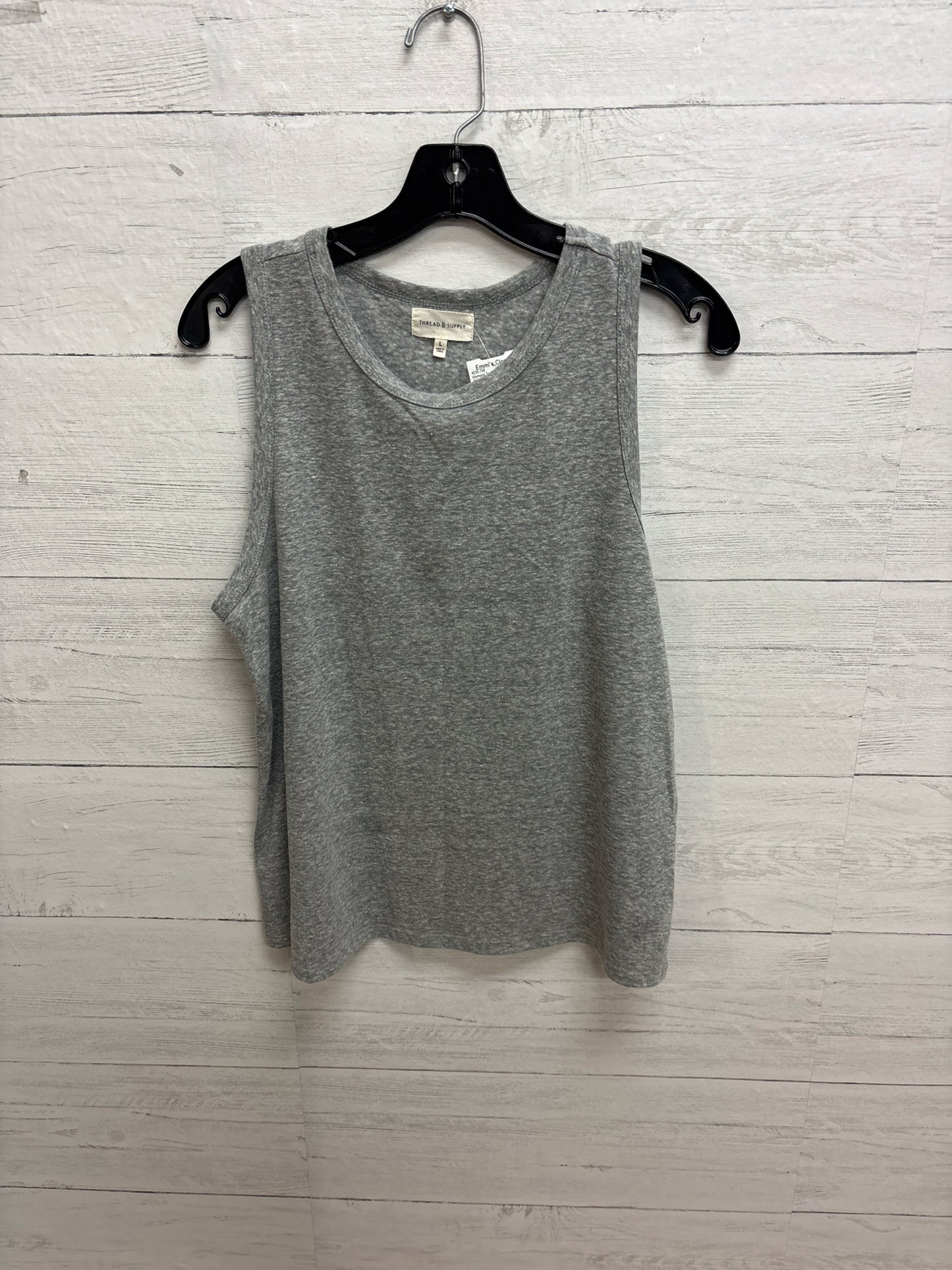 Size L THREAD & SUPPLY Grey Womens Tank-Top