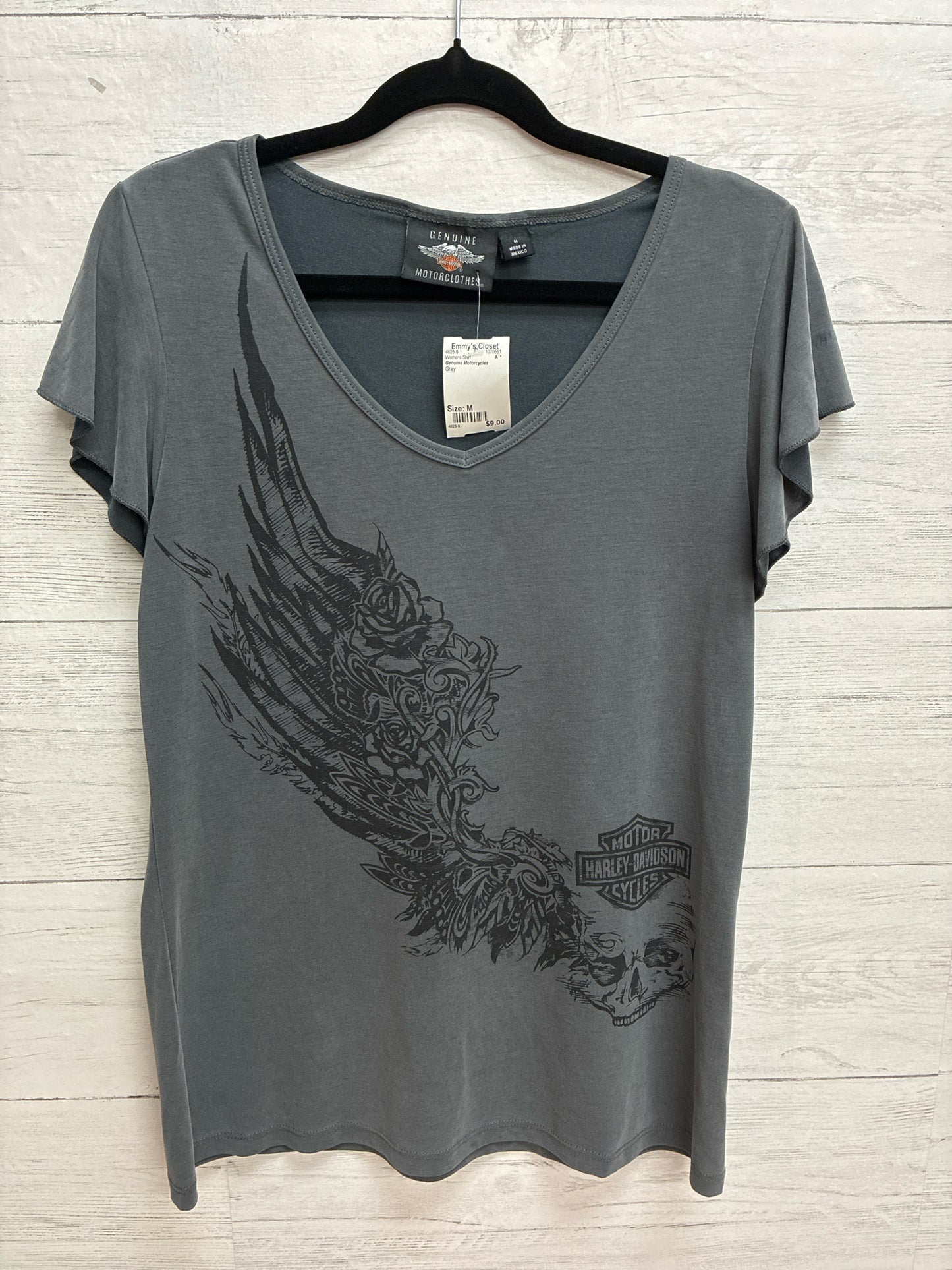 Size M Genuine Motorcycles Grey Womens Shirt