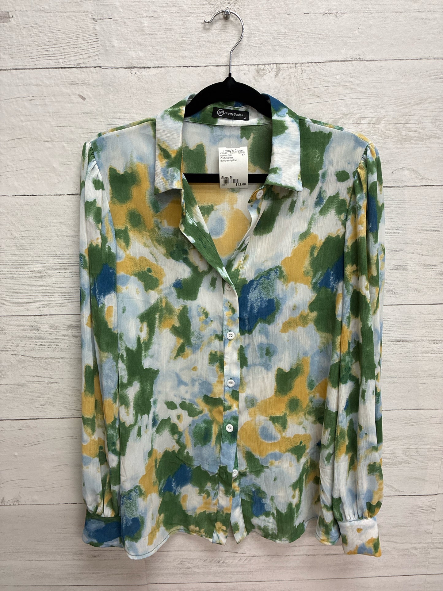 Size M Pretty Garden blue/green/yellow Womens Shirt