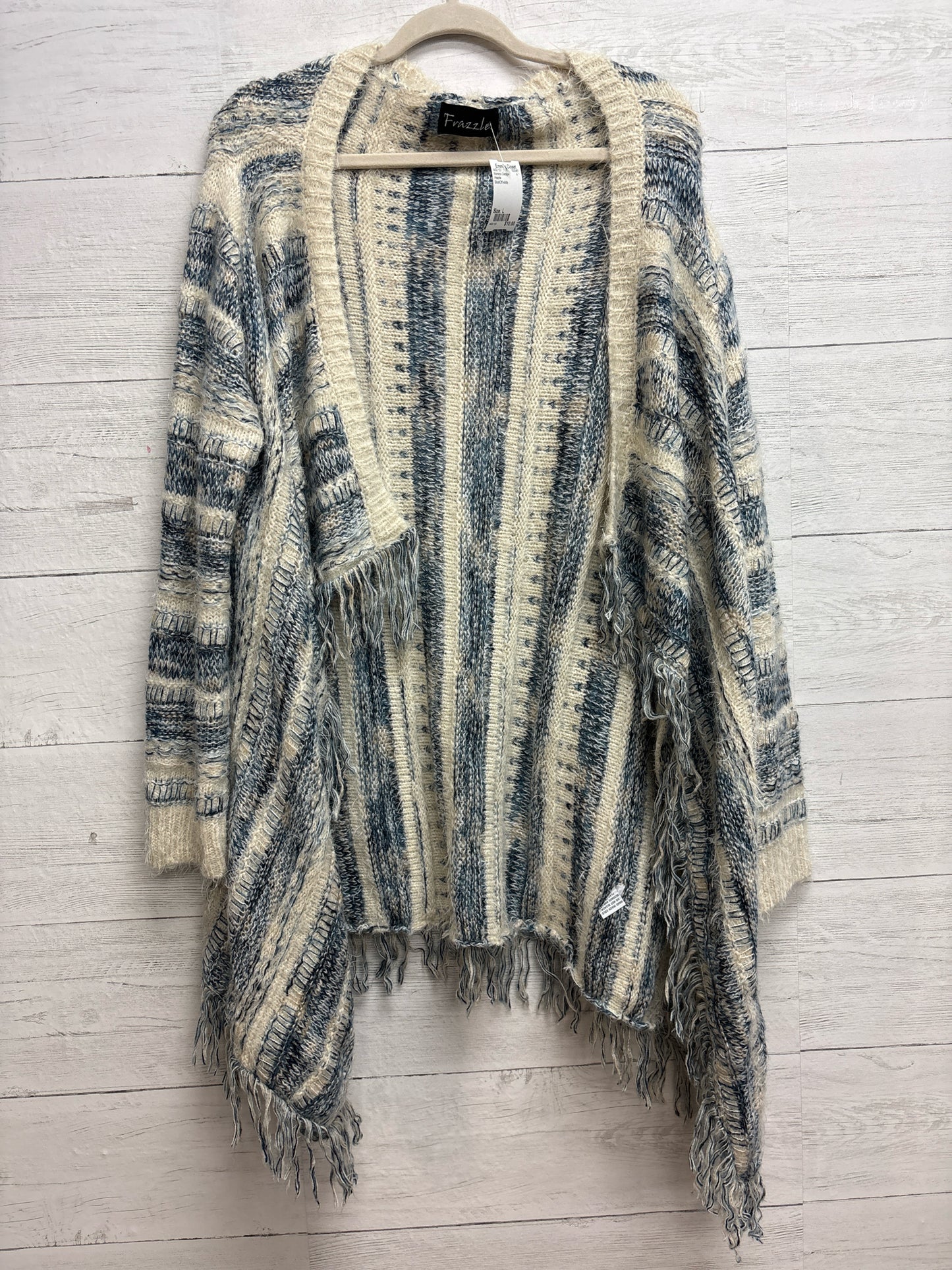 Size L Frazzle Blue/Off white Womens Cardigan