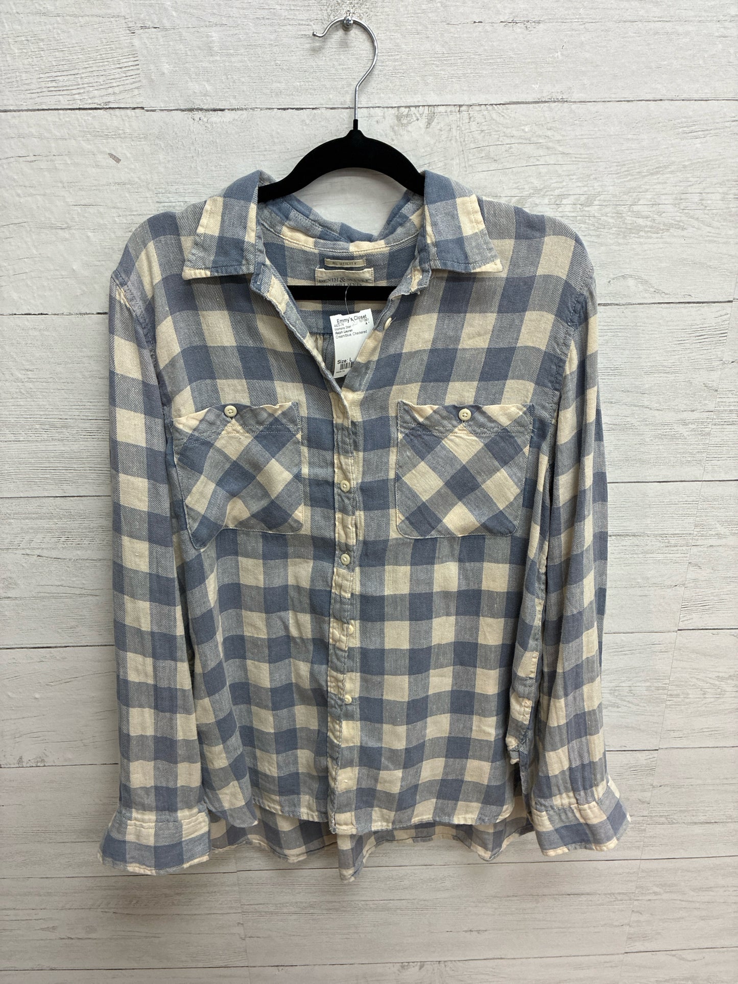 Size L Ralph Lauren Cream/blue Womens Shirt