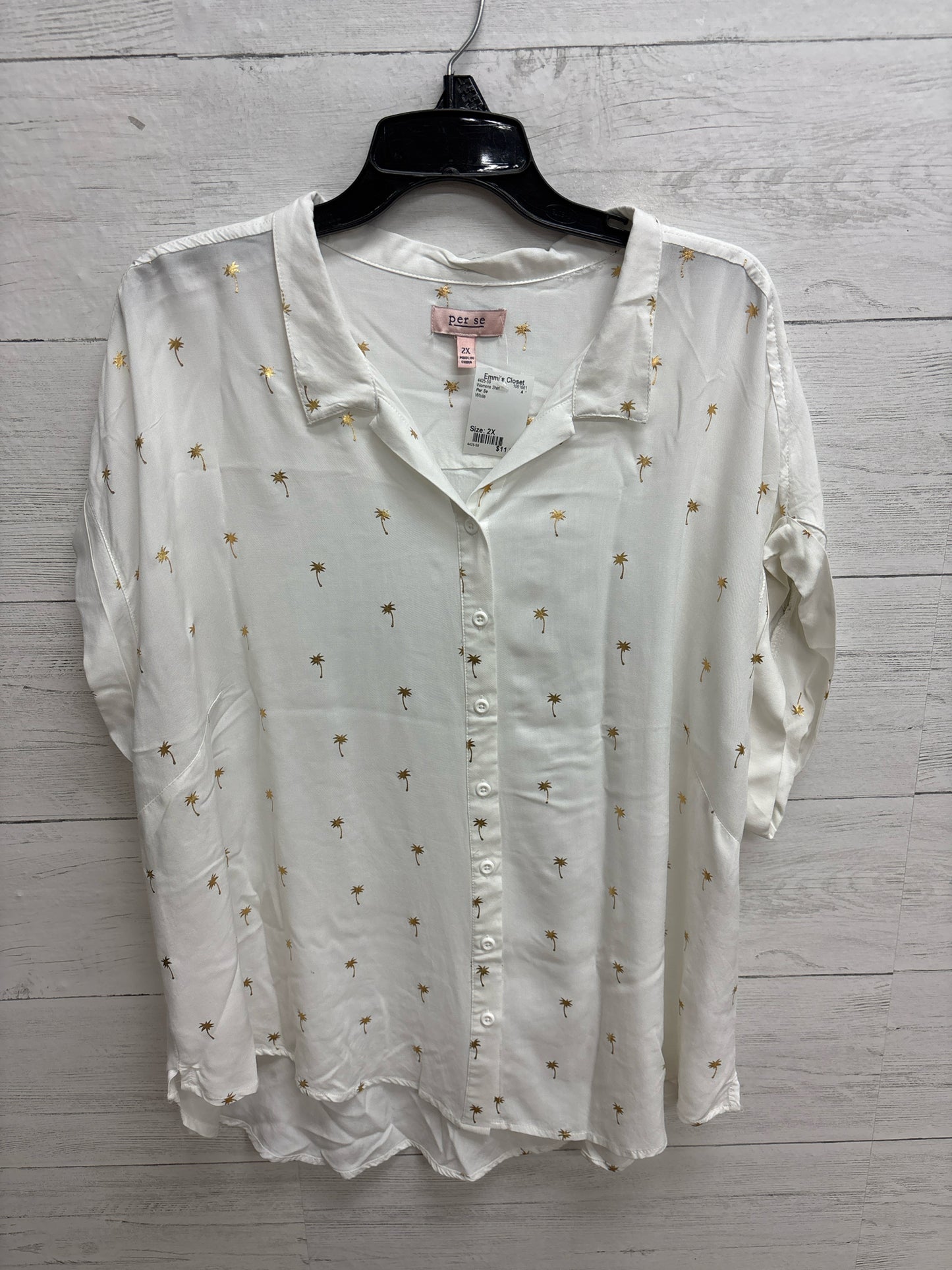 Size 2X Per Se White Womens Shirt
