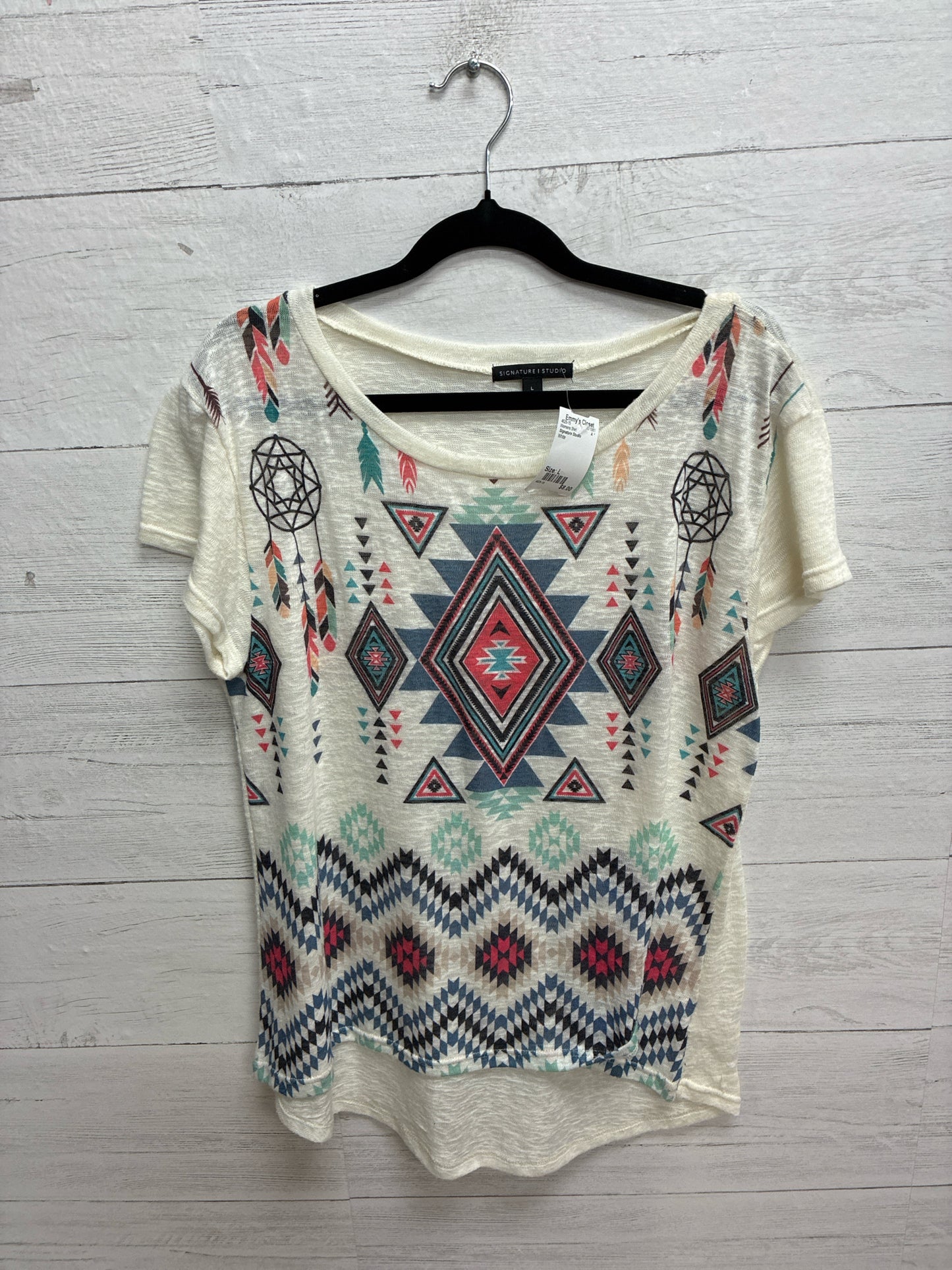 Size L Signature Studio White Womens Shirt