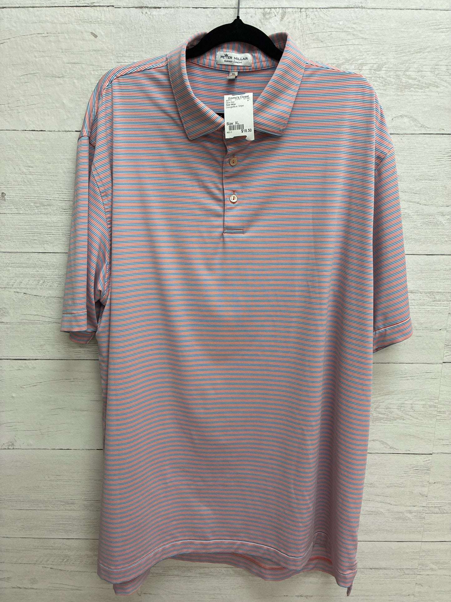 Size XL Peter Millar Orange/Blue Mens Shirt