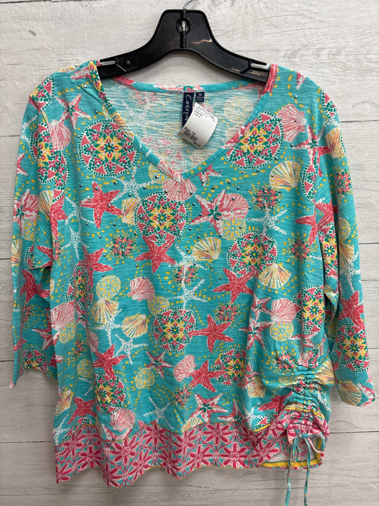 Size 1X Casey Key Teal/pink Womens Shirt