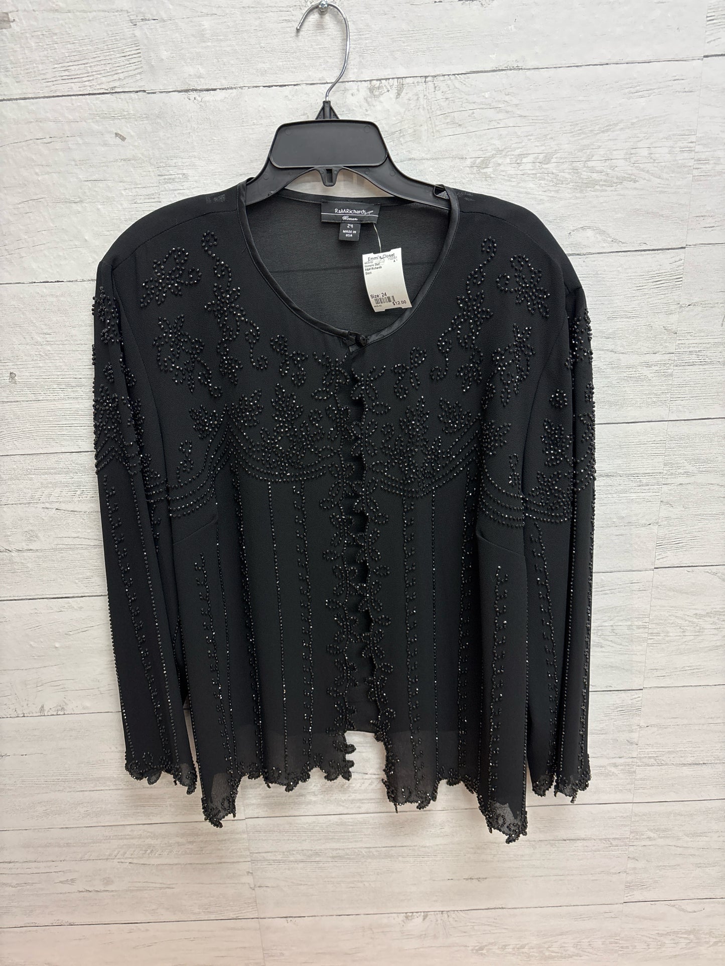Size 24 R&M Richards Black Womens Shirt