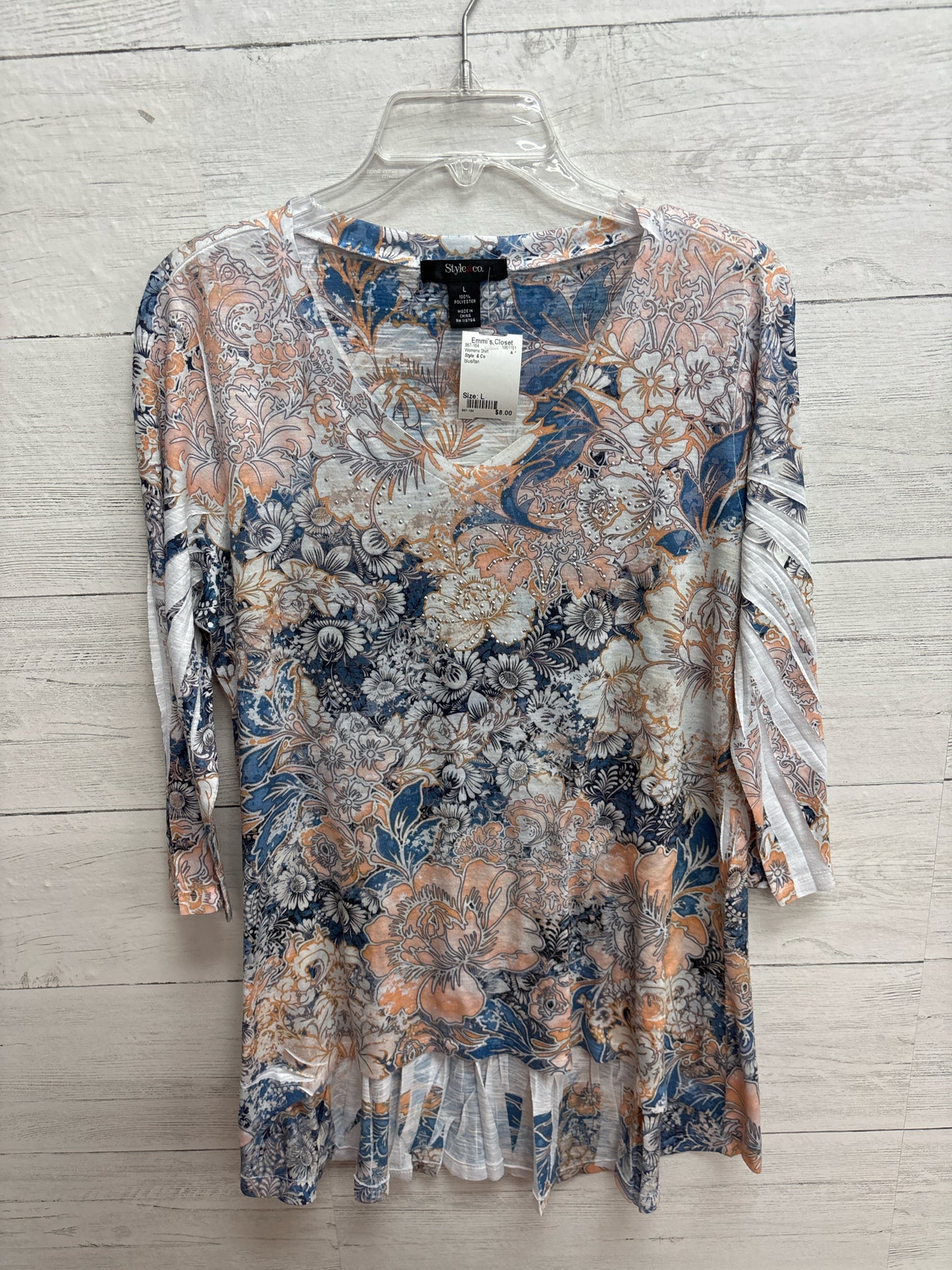 Size L Style  & Co blue/tan Womens Shirt