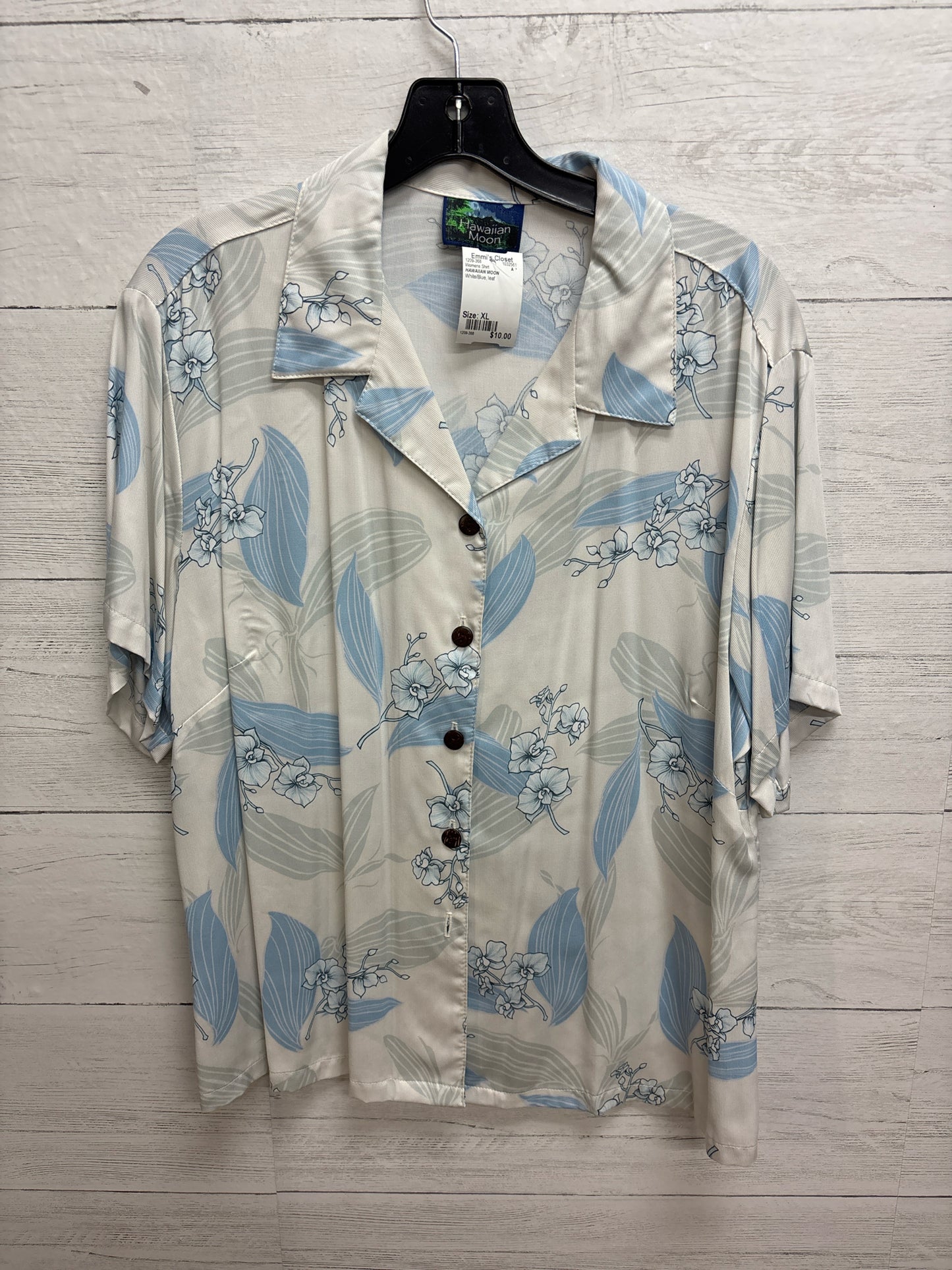 Size XL HAWAIIAN MOON White/Blue Womens Shirt