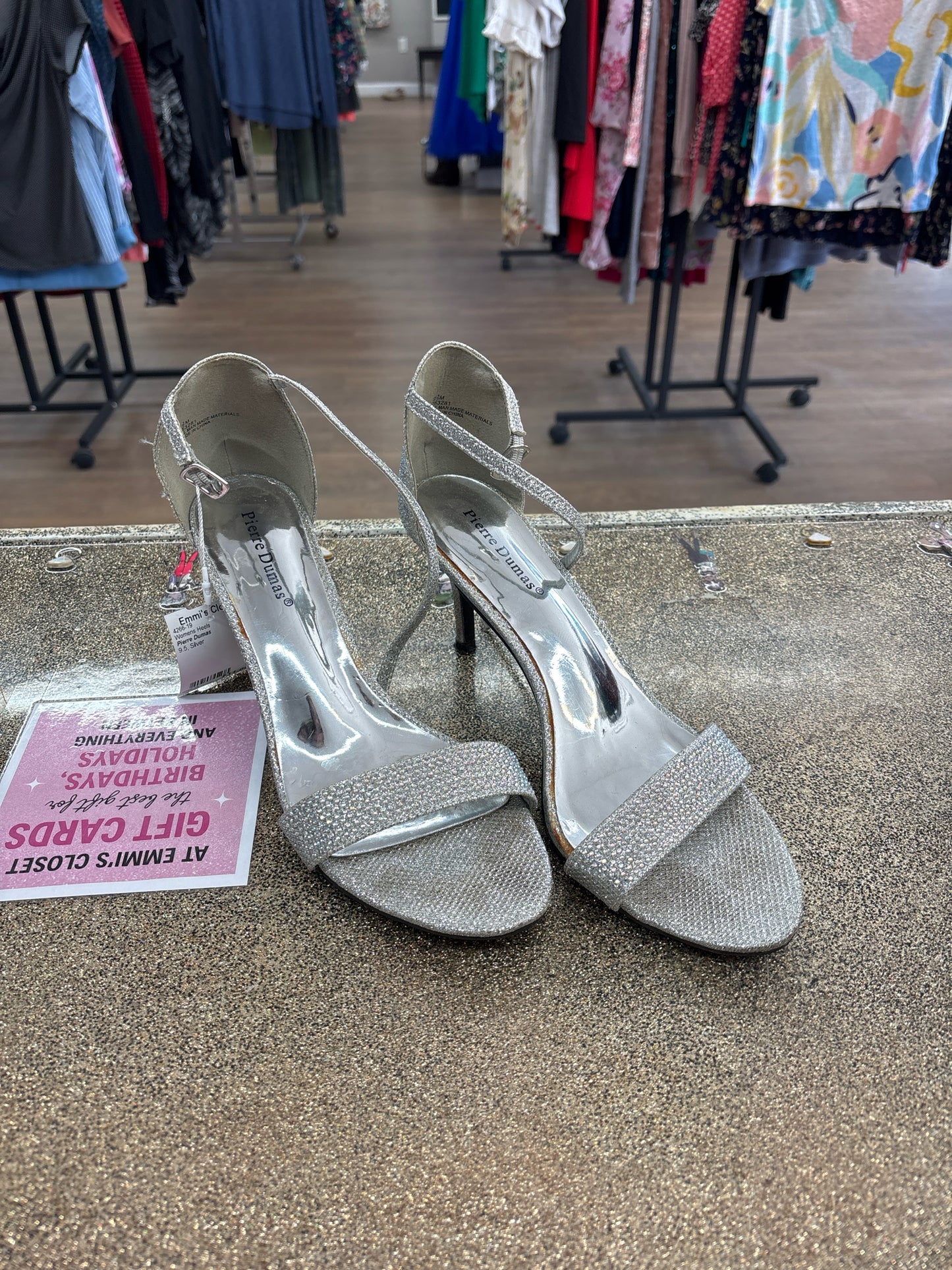 9.5 Pierre Dumas Silver Womens Heels