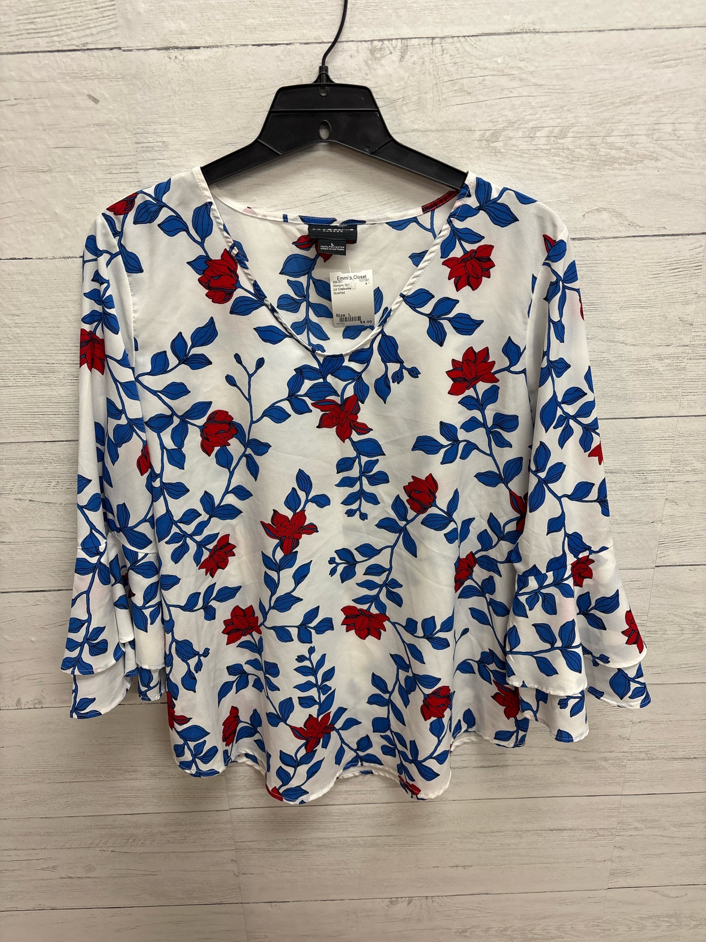 Size L Liz Claiborne blue/red Womens Shirt