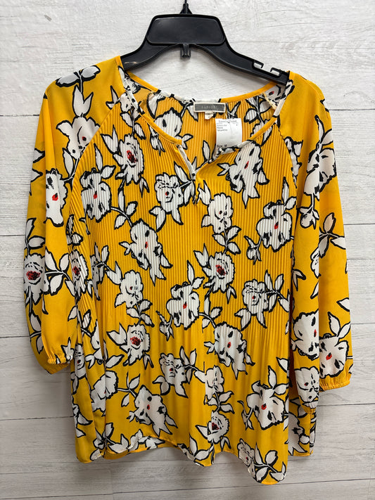 Size M Pleione Yellow/White Womens Shirt