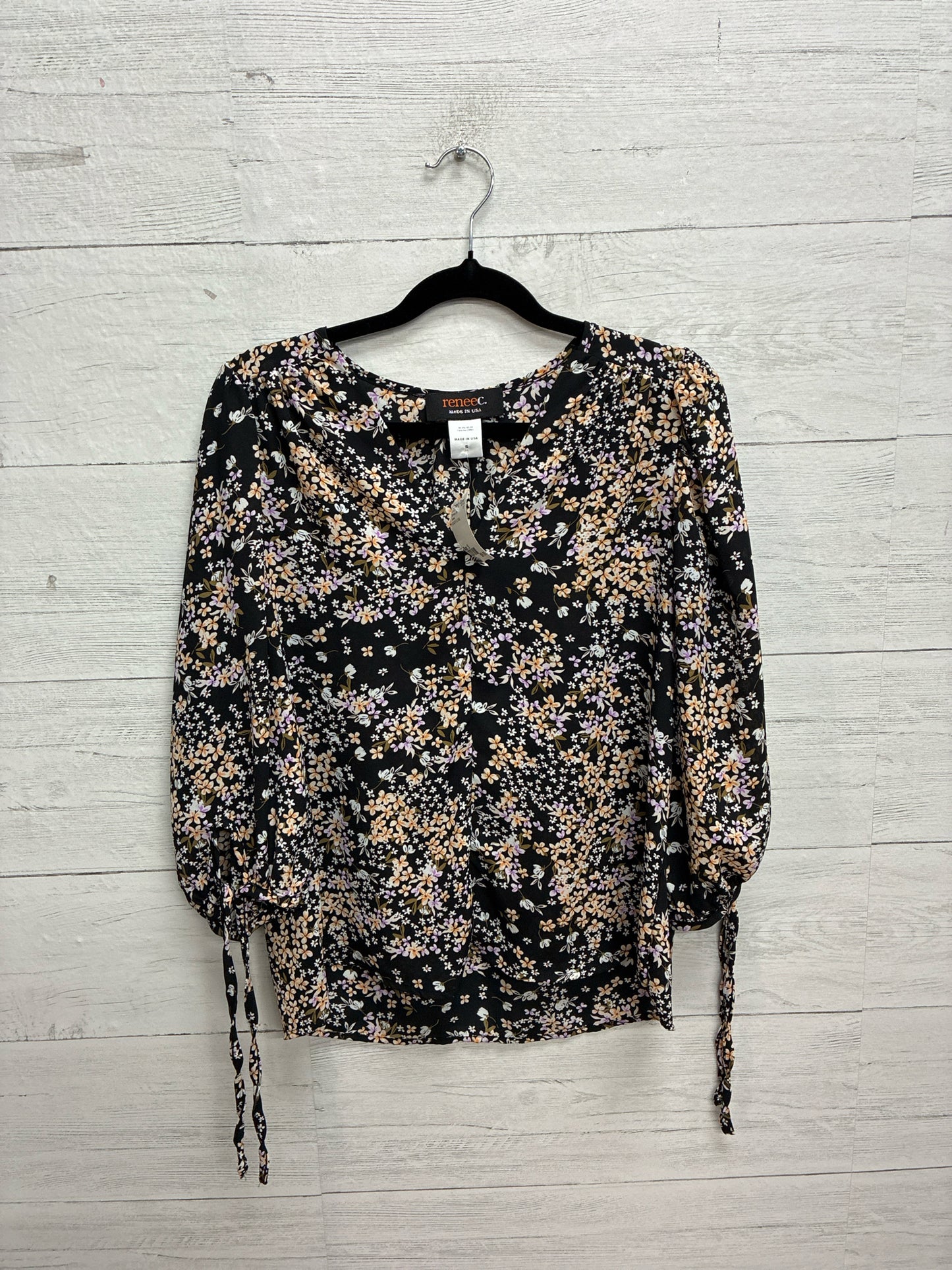 Size S reneec. BLACK FLORAL Womens Shirt