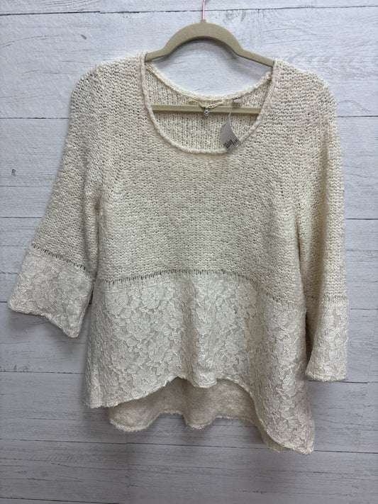 Size L Knitted & Knotted Cream Womens Sweater