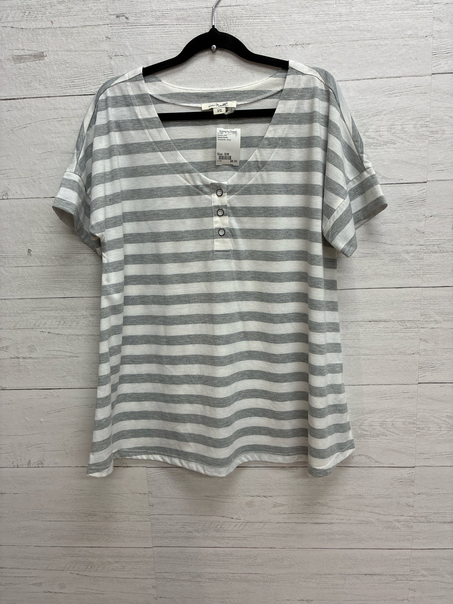 Size S/M Simply Noelle Grey/white Womens Shirt
