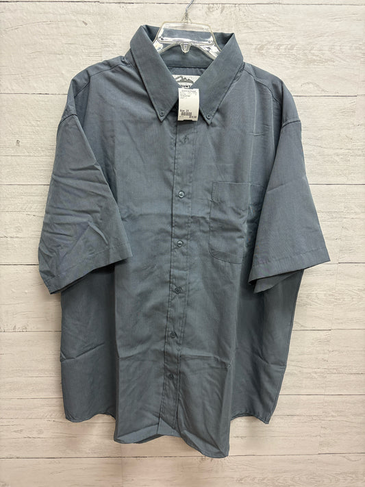 Size 2X TRI-MOUNTAIN Grey/Blue Mens Shirt