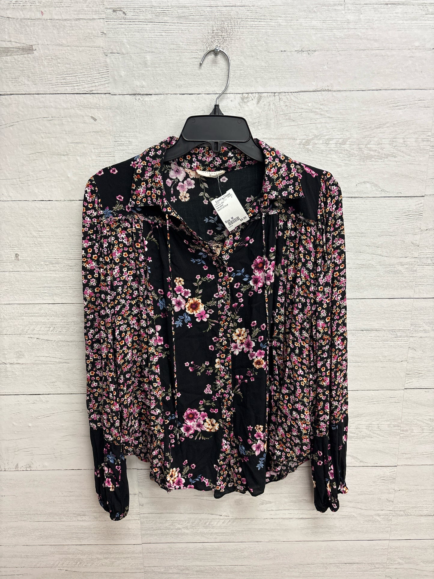 Size M love stitch black/multi floral Womens Shirt