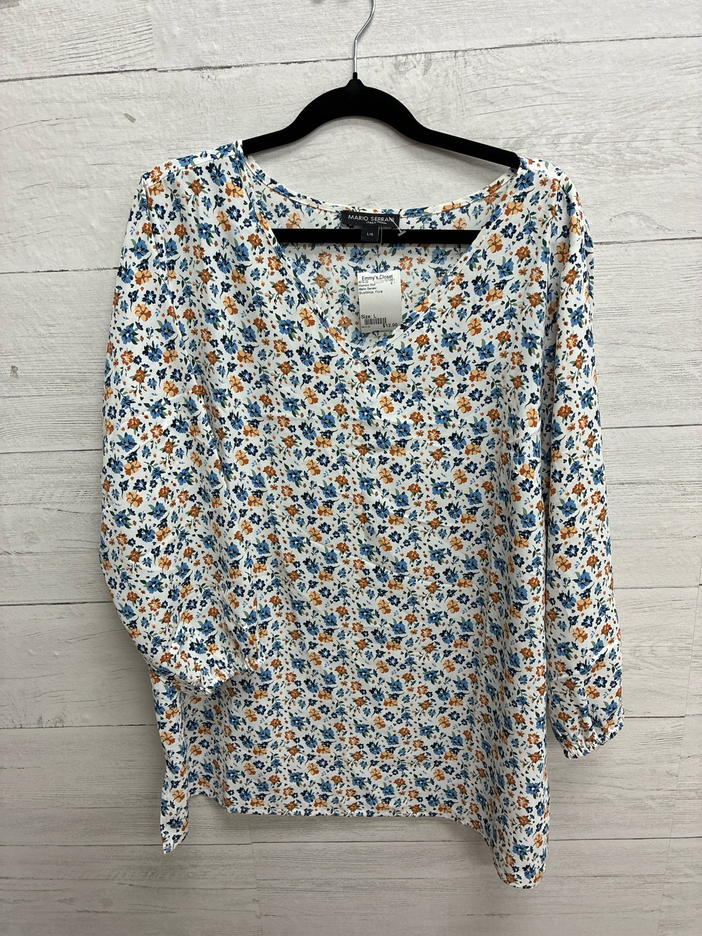 Size L Mario Serrani Blue/White Womens Shirt