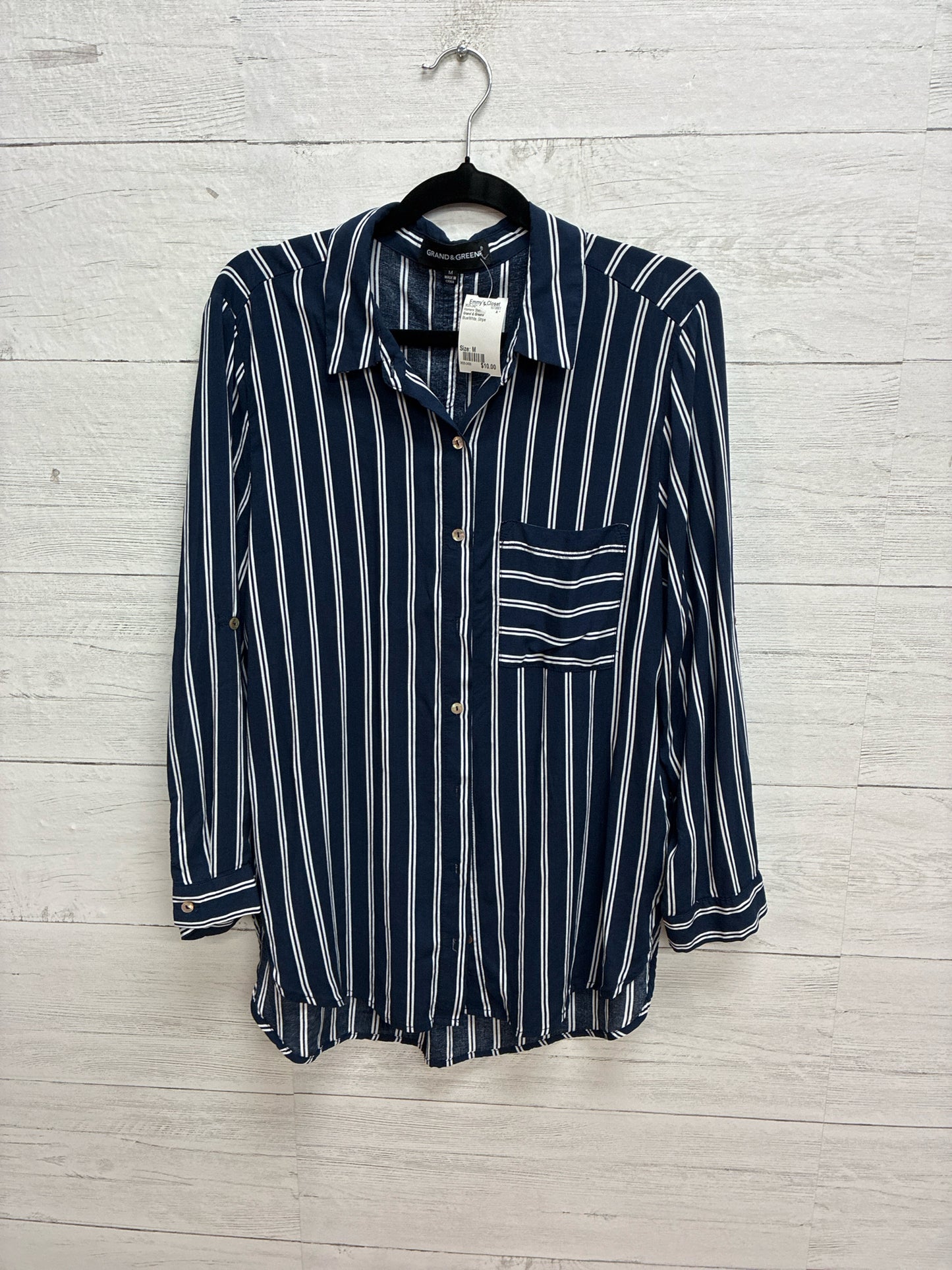 Size M Grand & Greene Blue/White Womens Shirt