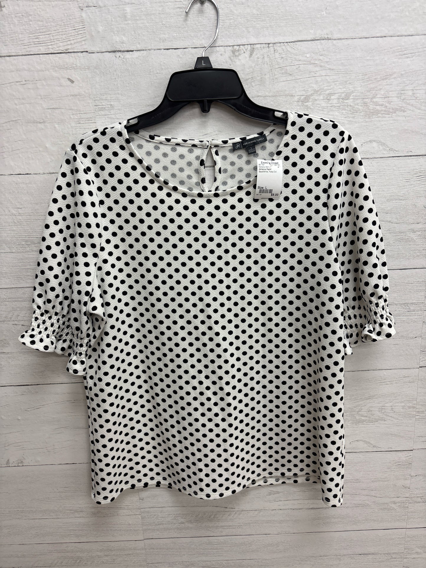 Size L Adrianna Papell Black/White Womens Shirt