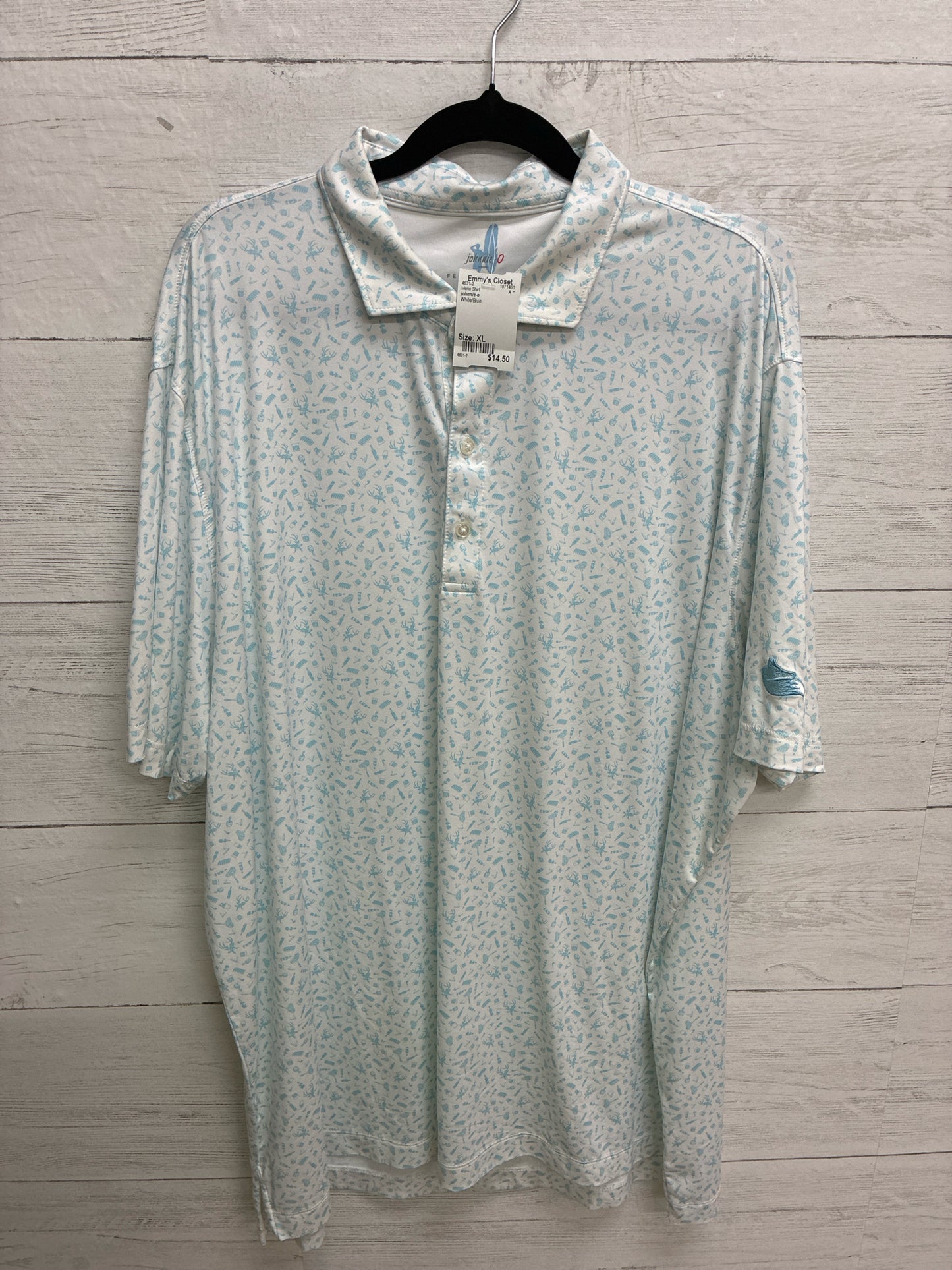 Size XL johnnie-o White/Blue Mens Shirt