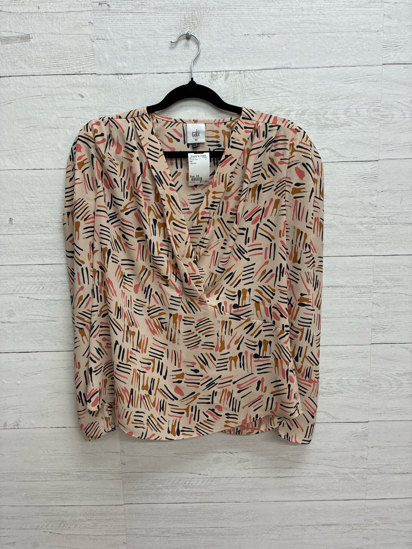 Size XS Cabi TAN/PINK Womens Shirt