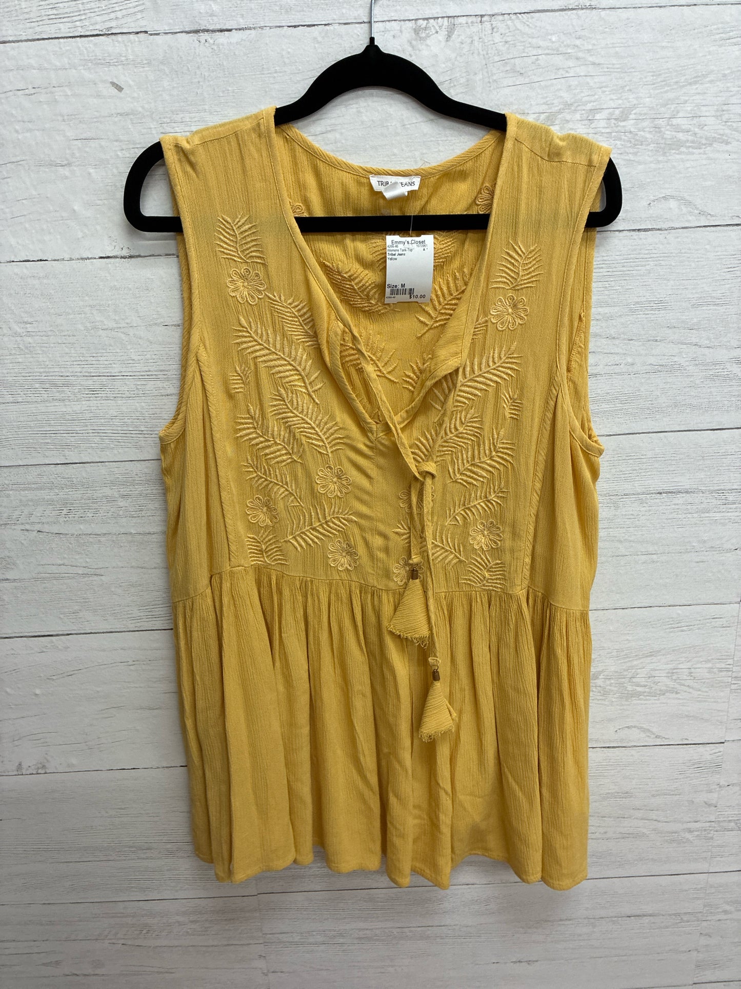 Size M Tribal Jeans Yellow Womens Tank-Top
