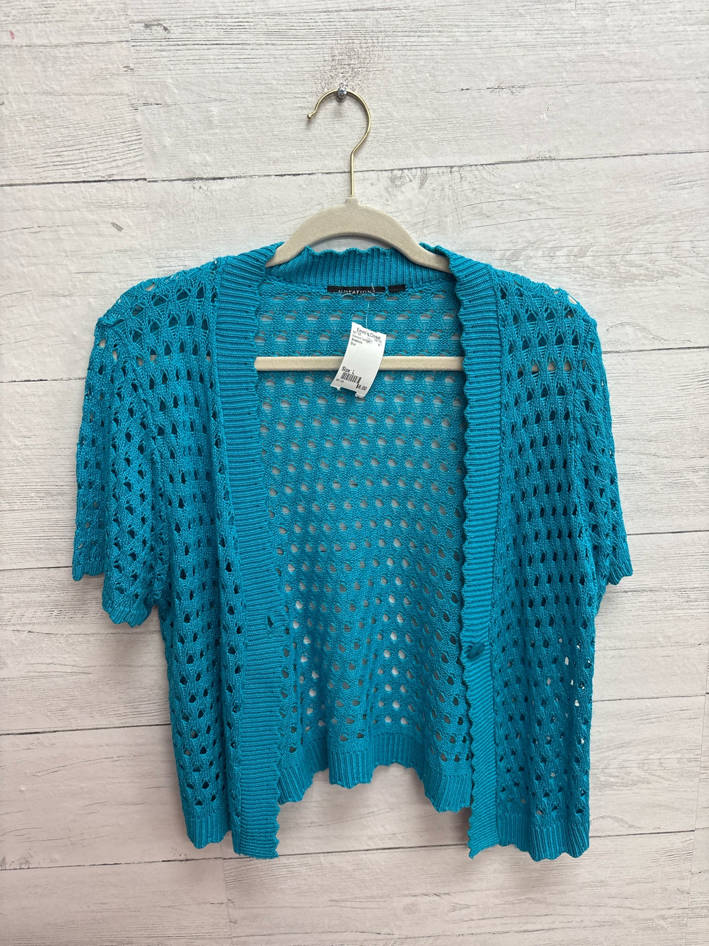 Size L Notations Blue Womens Cardigan