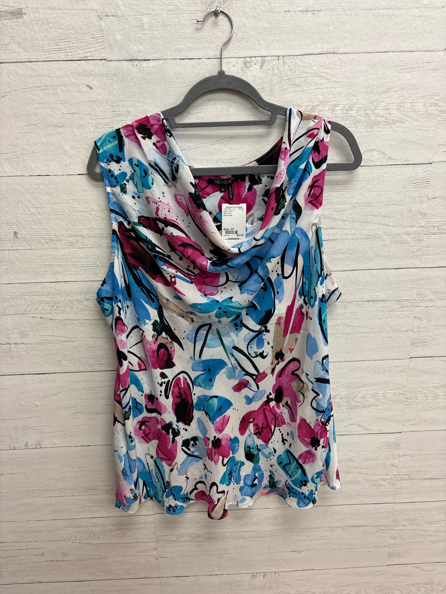 Size 2X Nice + Zoe Blue/Purple Womens Shirt