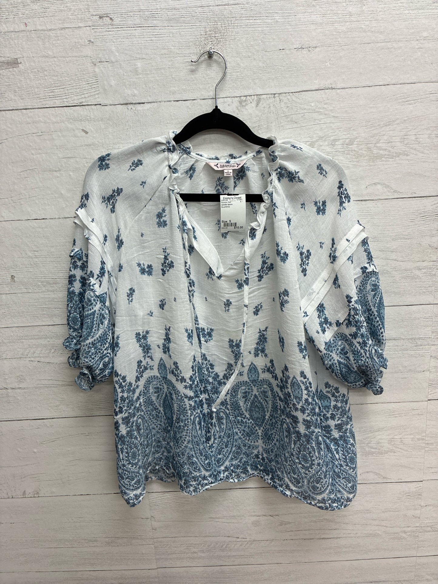 Size S nanette lepore Blue/White Womens Shirt