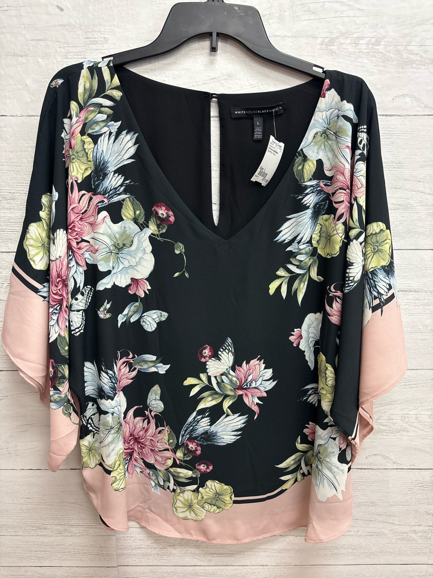 Size L WhiteHouseBlkMarket Black/Pink Womens Shirt