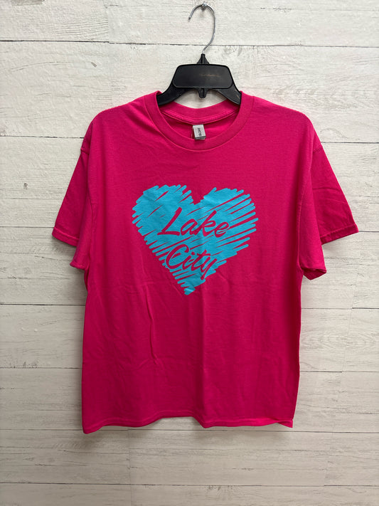 Size L Gildan Pink/Blue Womens Shirt