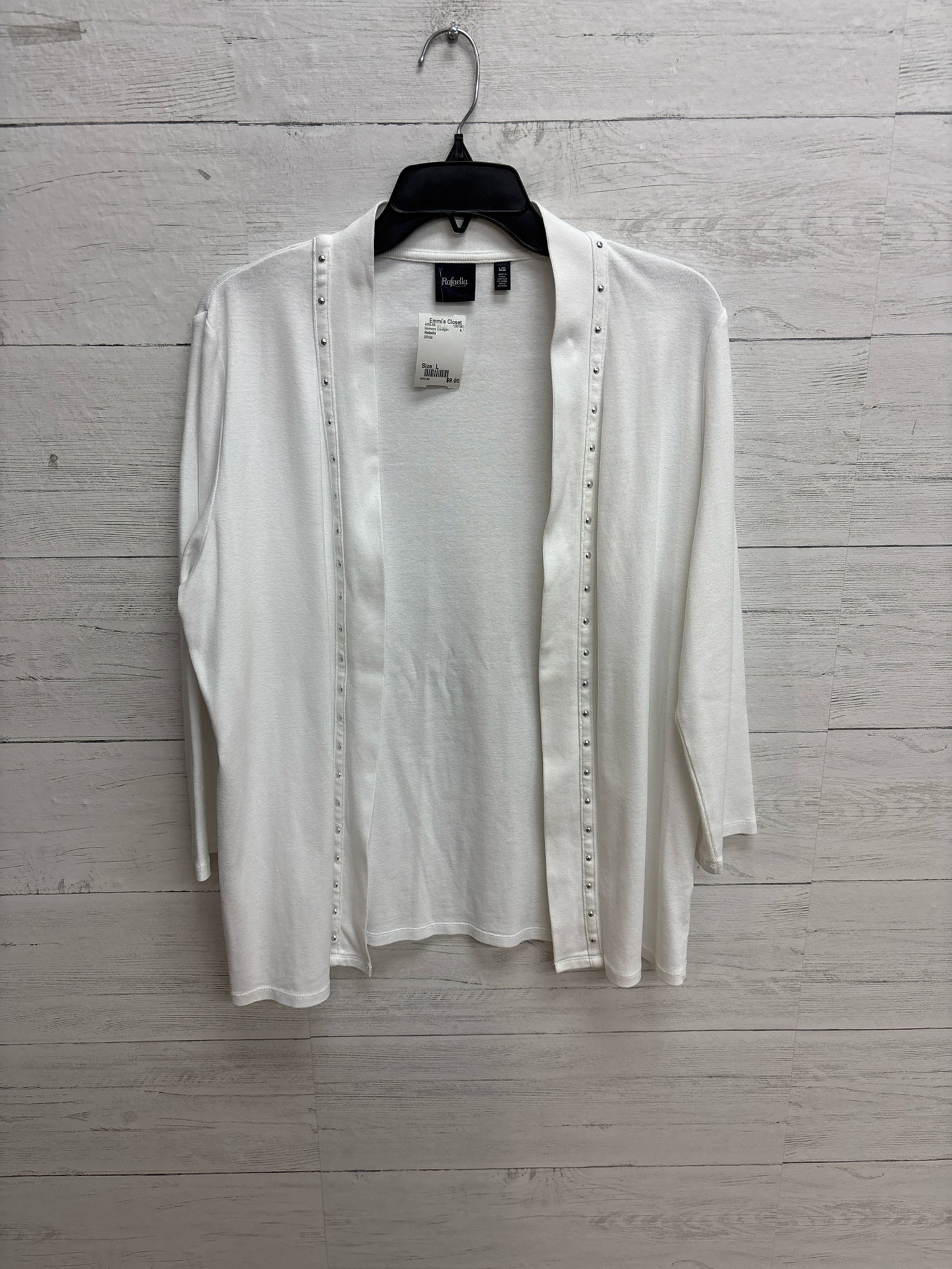 Size L Rafaella White Womens Cardigan