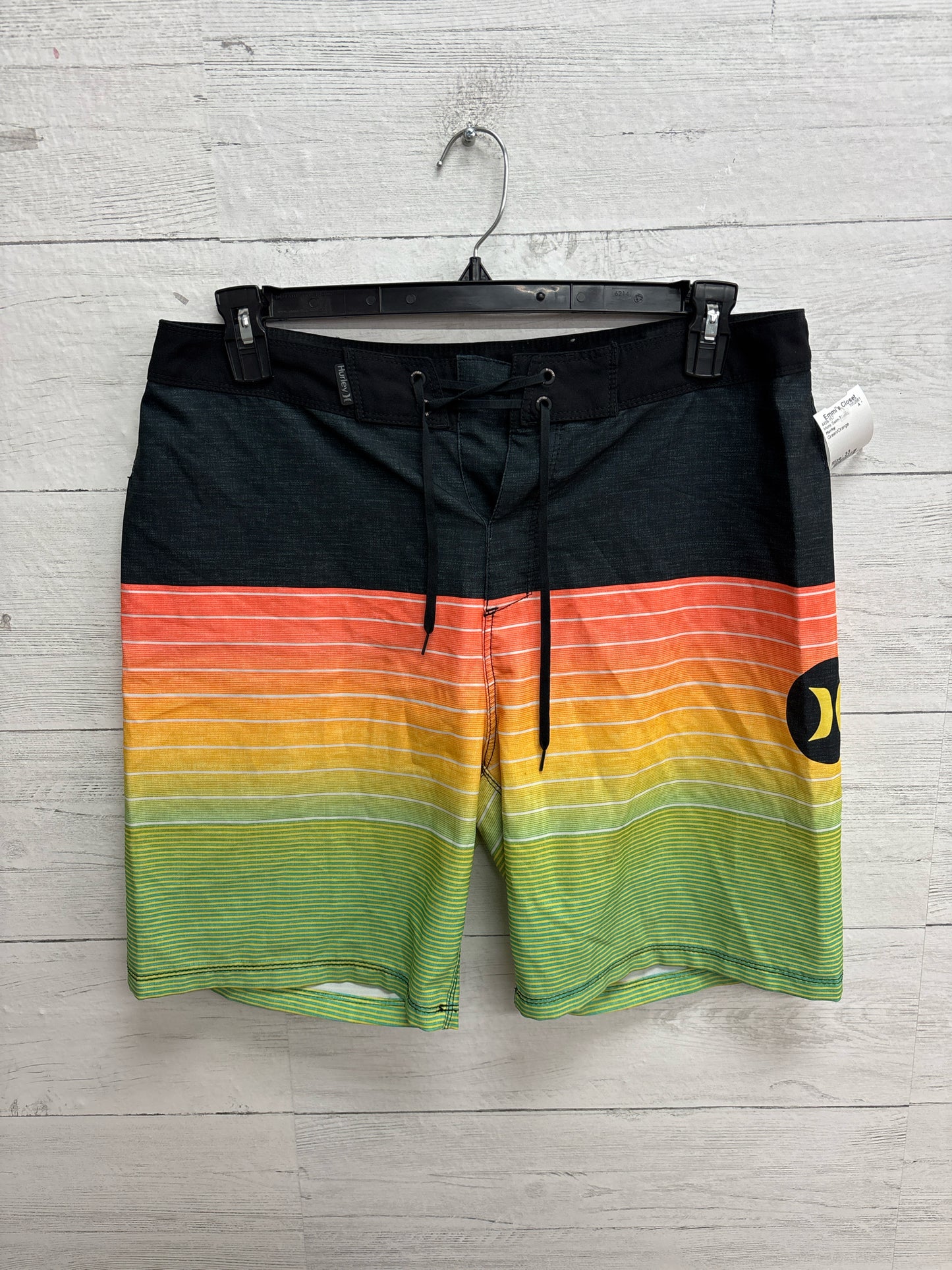 Size 33 Hurley Green/Orange Mens Swim-Trucks