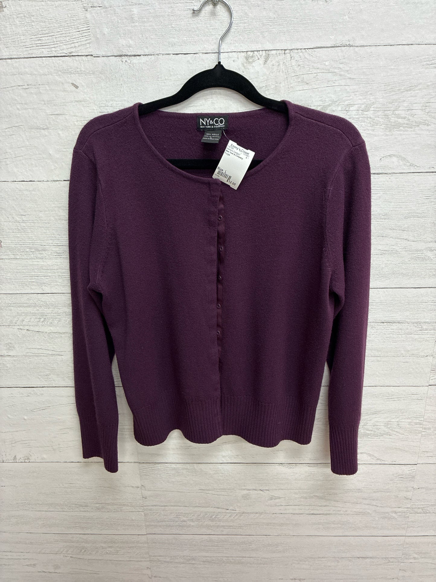 Size L New York & Company Purple Womens Cardigan